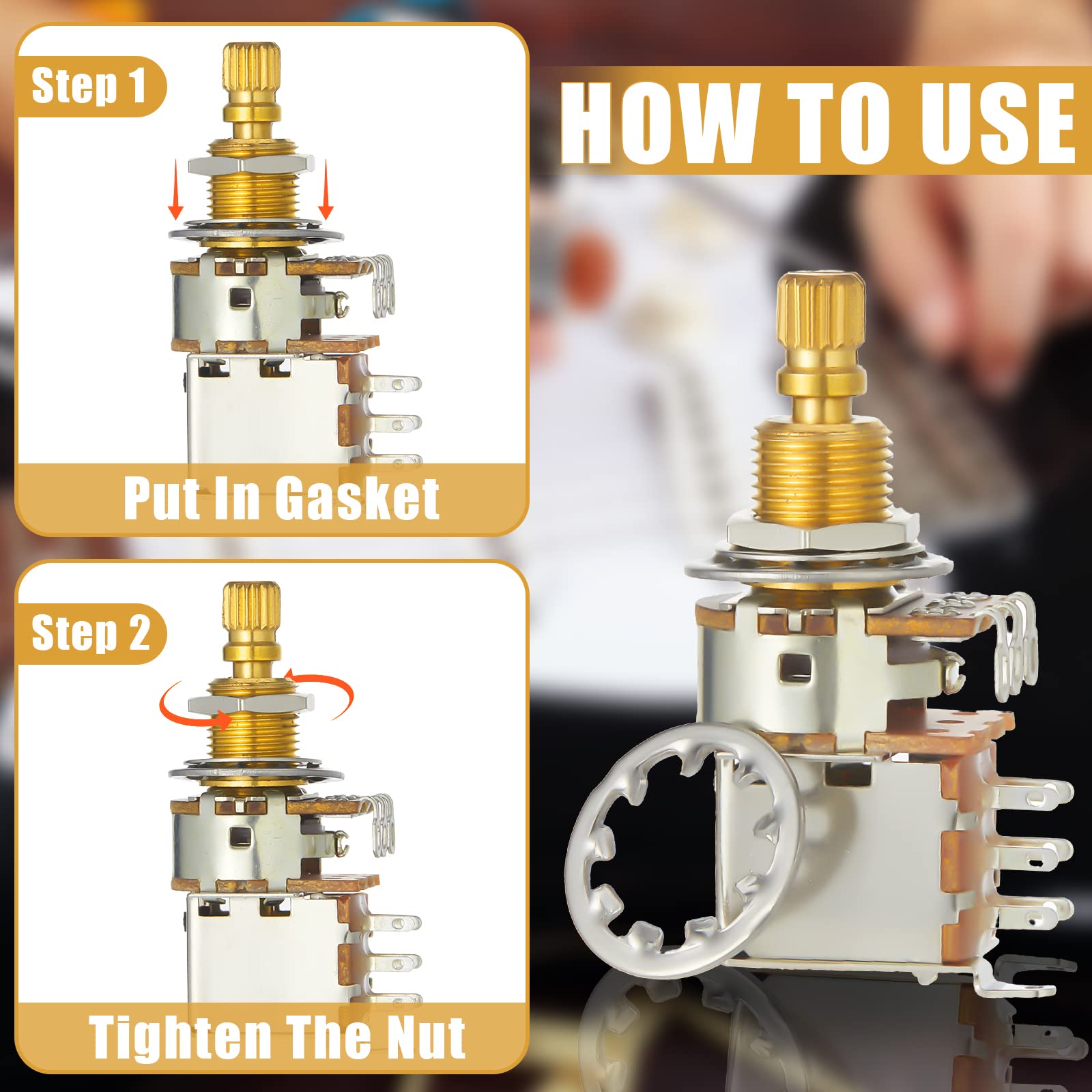 Set Of 8 Guitar Nuts, Washers And Lock Washers For Us Cts Pots And Jacks