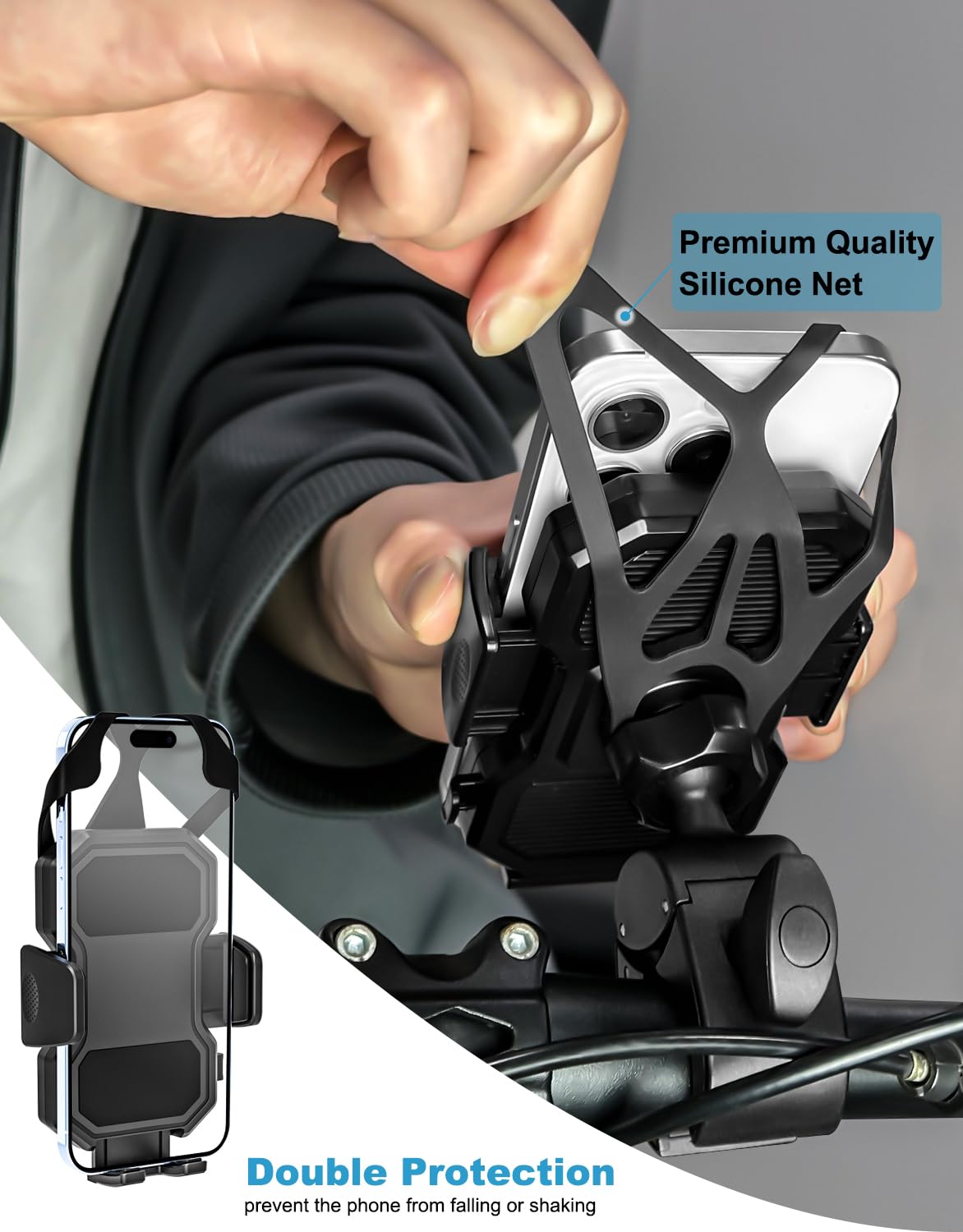 Dosvsi Tractor Phone Clamp Mount, [Upgraded Secure Tether] Stable Cellphone Clip For Forklift/Farming Machine, Front Loader Clip