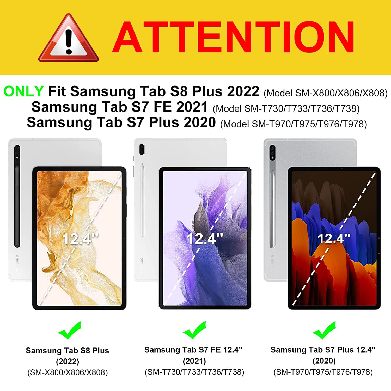 Uucovers Clear Back Case For 12.4'' Samsung Galaxy Tab S8 Plus 2022/S7 Fe 2021/S7 Plus 2020 (Sm X800/X806/T730/T733/T970/T975) L