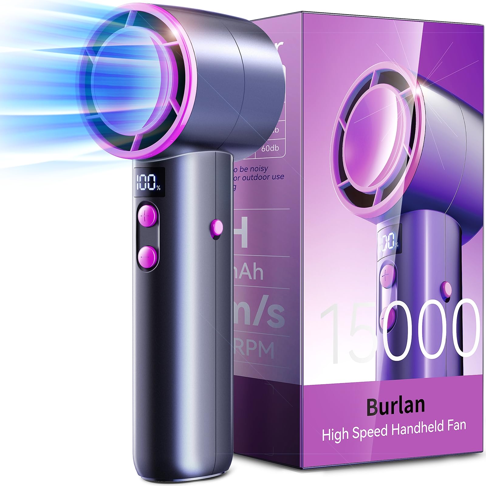 Burlan Handheld Fan [Quickly Cooling Down], Small Portable Fan, Battery Operated Fan [13 30 Working Hours], Rechargeable Mini Fa