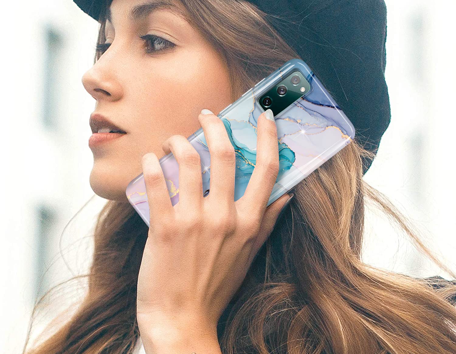 luolnh Samsung Galaxy S20 FE Marble Design Shockproof TPU Phone Case Blue Purple