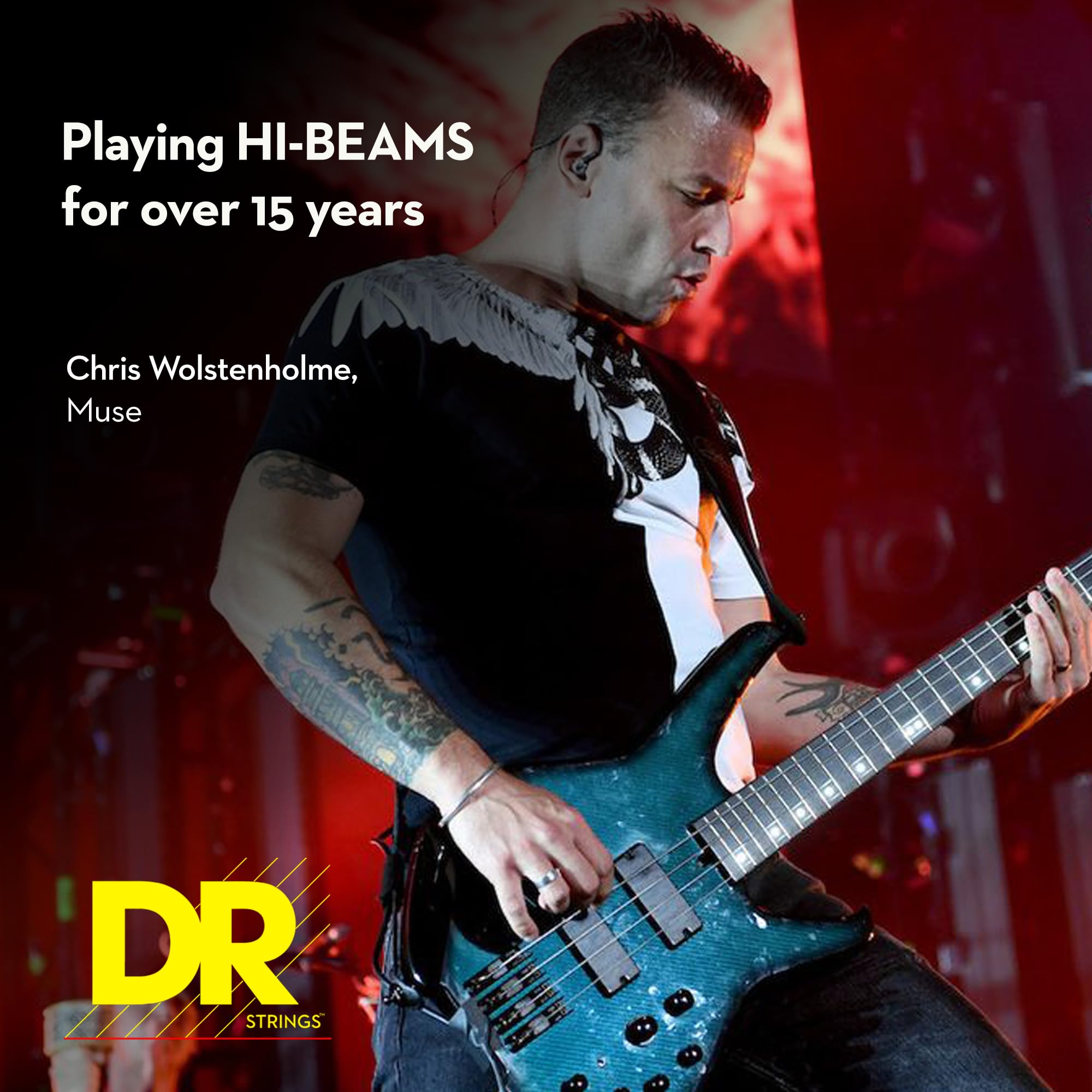 Dr Strings Hi Beams   Stainless Steel 4 String Bass Guitar Strings, 50 110, Round Core