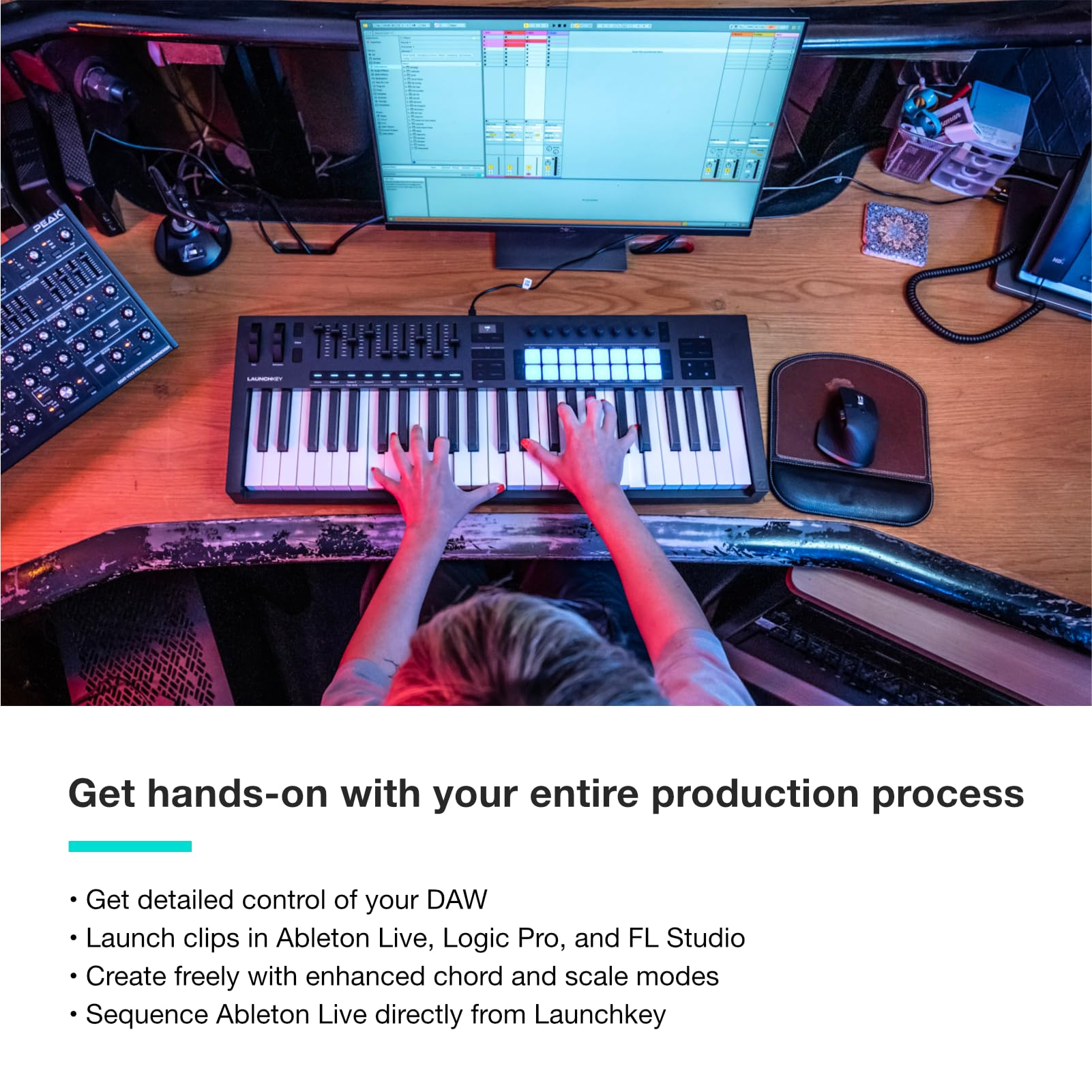 Novation Launchkey 49 [Mk4]   49 Key Semi Weighted, Usb, Midi Keyboard Controller With Daw Integration. Chord & Scale Modes, 8 D