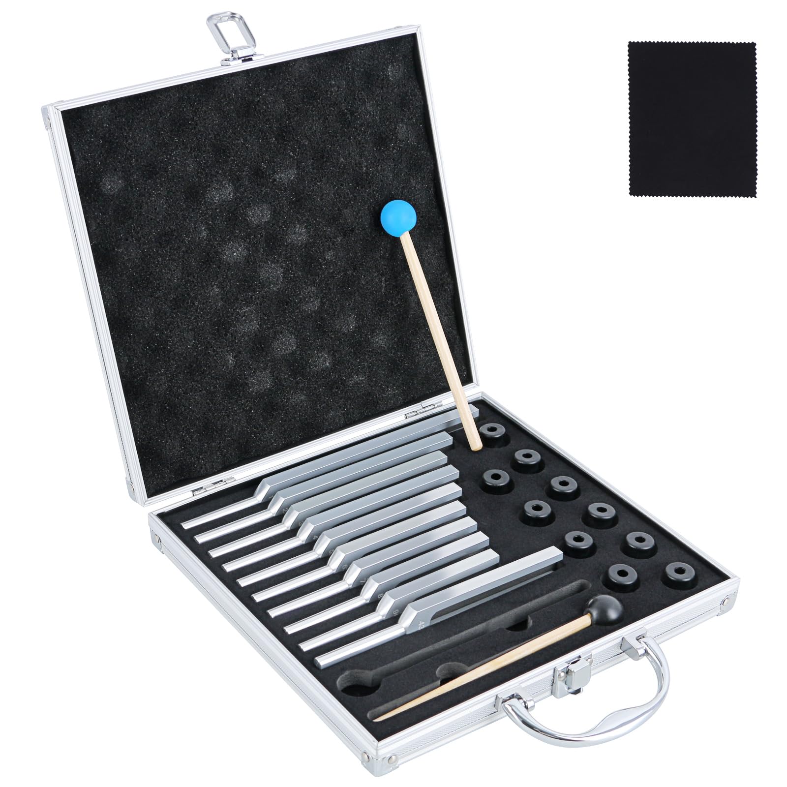 Eastrock 10 Tuning Fork Set Chakra Tuning Fork Set Aluminum Alloy Material, Sound Healing Instruments Kit With Mallets And Bases