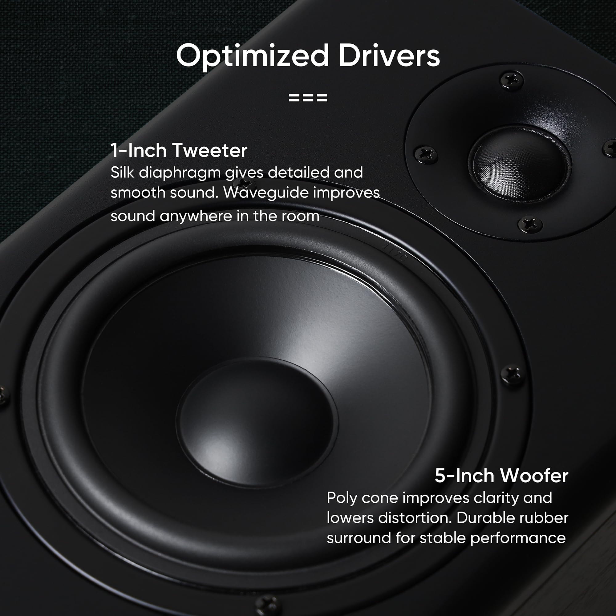 Neumi Bs5P Arc 75 Watt Powered Bookshelf Speakers, Bluetooth, Hdmi, Usb, Optical, Coaxial, Remote Control, 5 Inch Woofer, 1 Inch