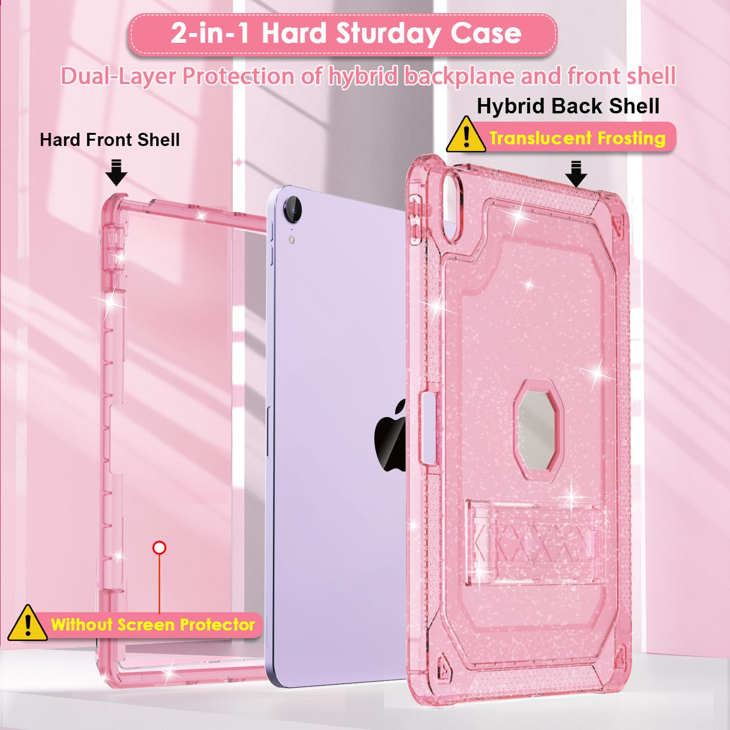 Zonefoker For New Ipad Air 13 Inch Case 2024 M2, 13'' Ipad Air Case 6Th Gen 2024 13 Inch Pink Glitter Slim Cover With Pencil Hol