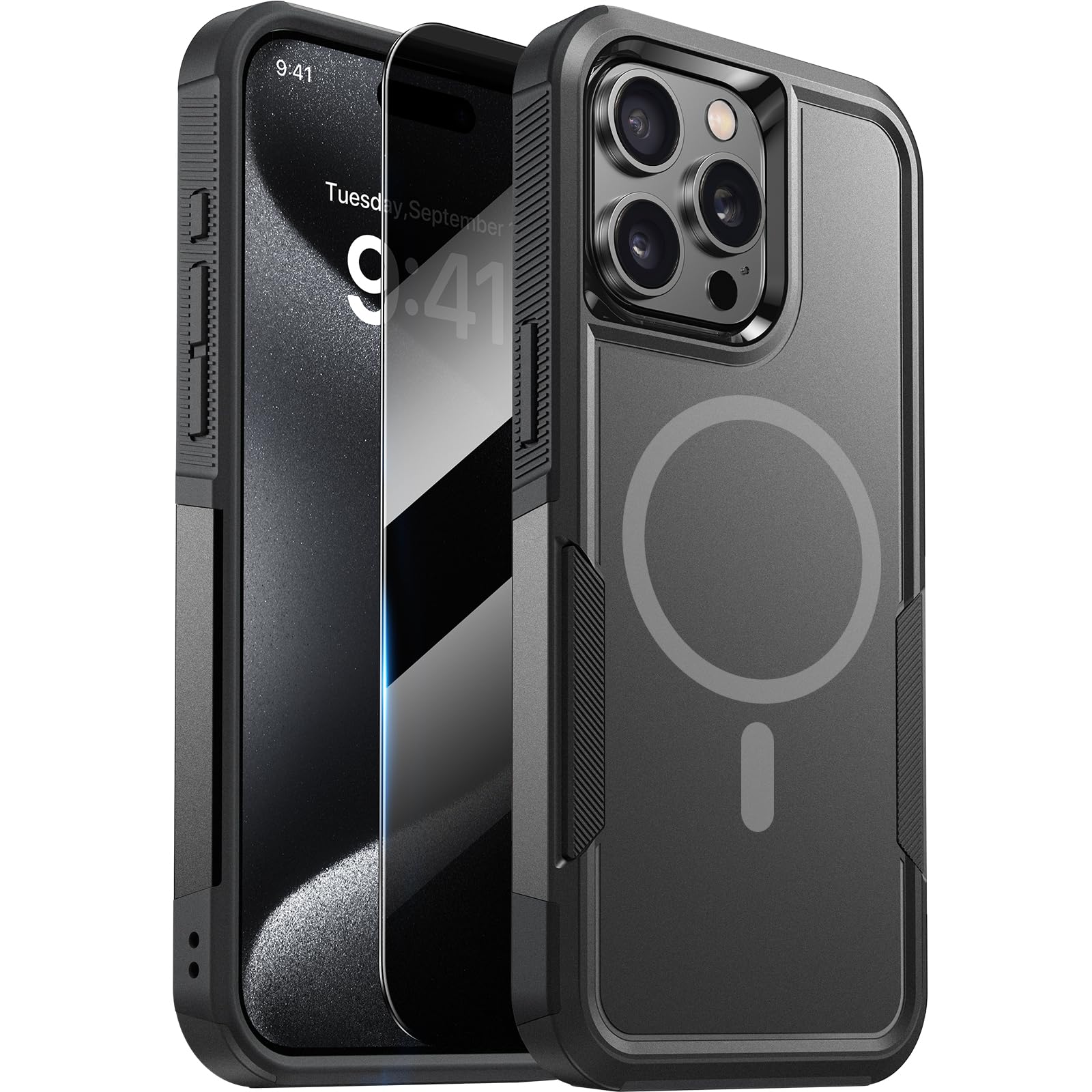 Diaclara Magnetic For Iphone 15 Pro Max Case, [With Privacy Screen Protector] [Anti Spy] [Military Grade Drop Protection] Heavy