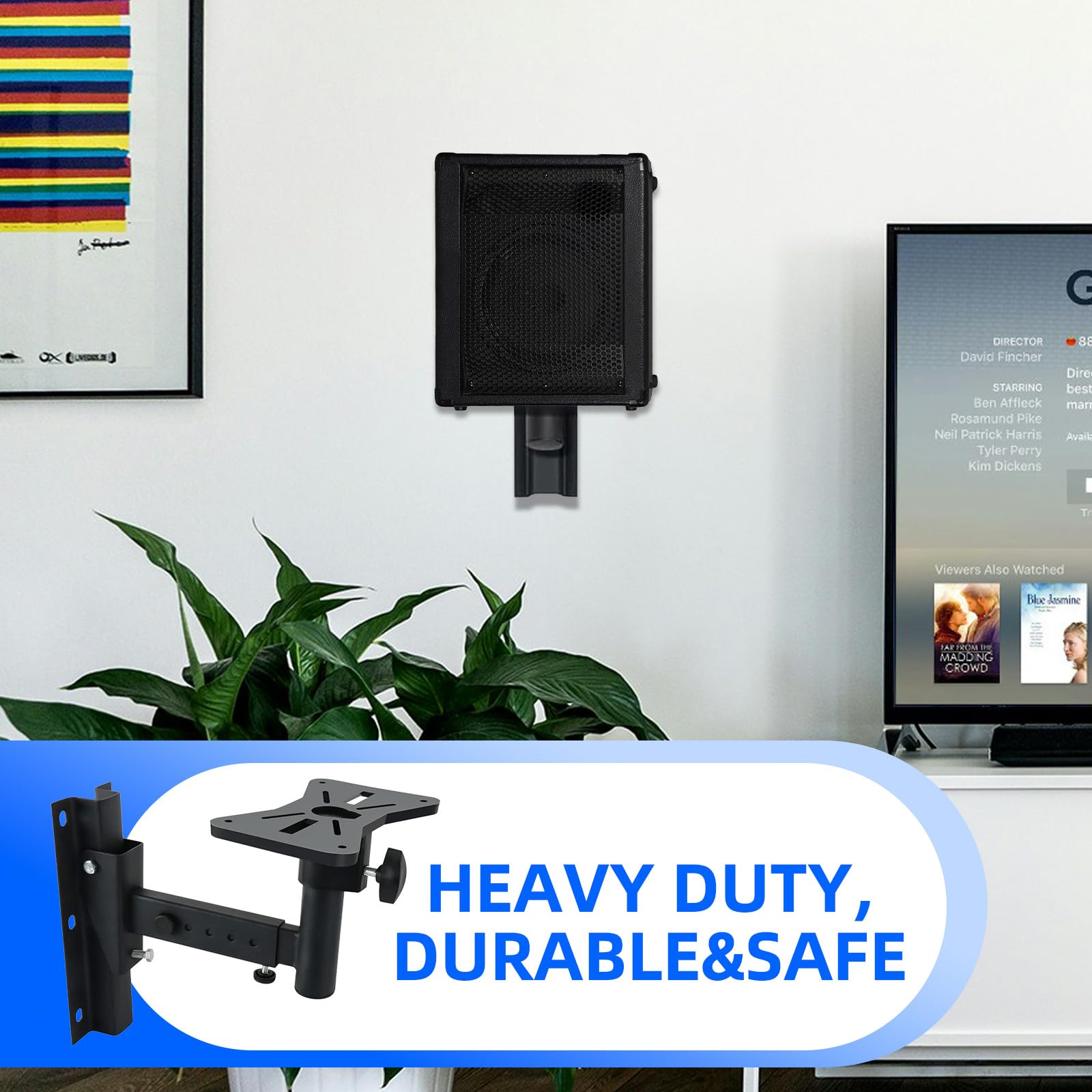 Yaeccc Pair Of Speaker Wall Mounts, Universal Bookshelf Speaker Mounting Bracket,66 Lbs Capacity, Black