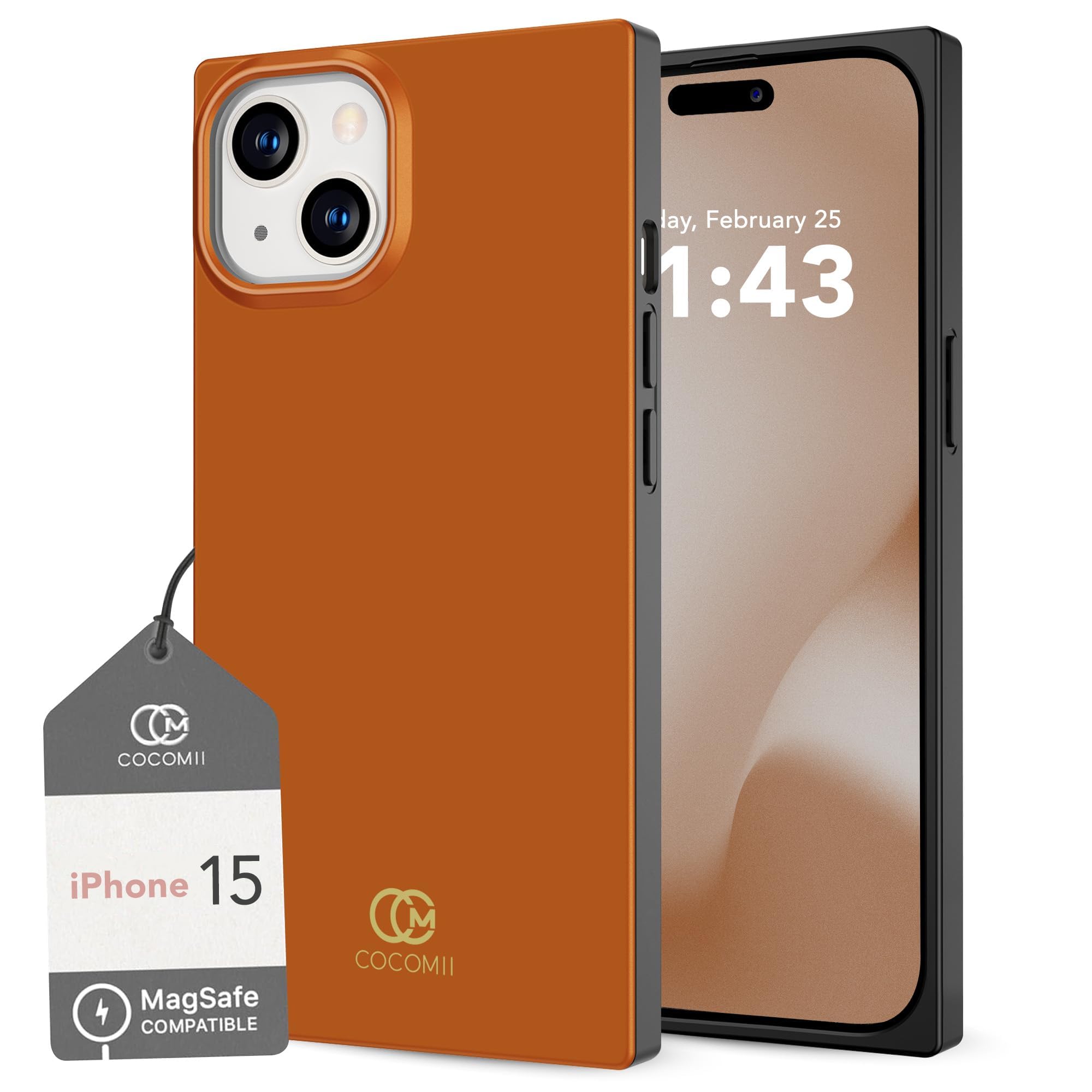 COCOMII Rectangle Case for iPhone 15, Compatible with MagSafe, Matte Toffee