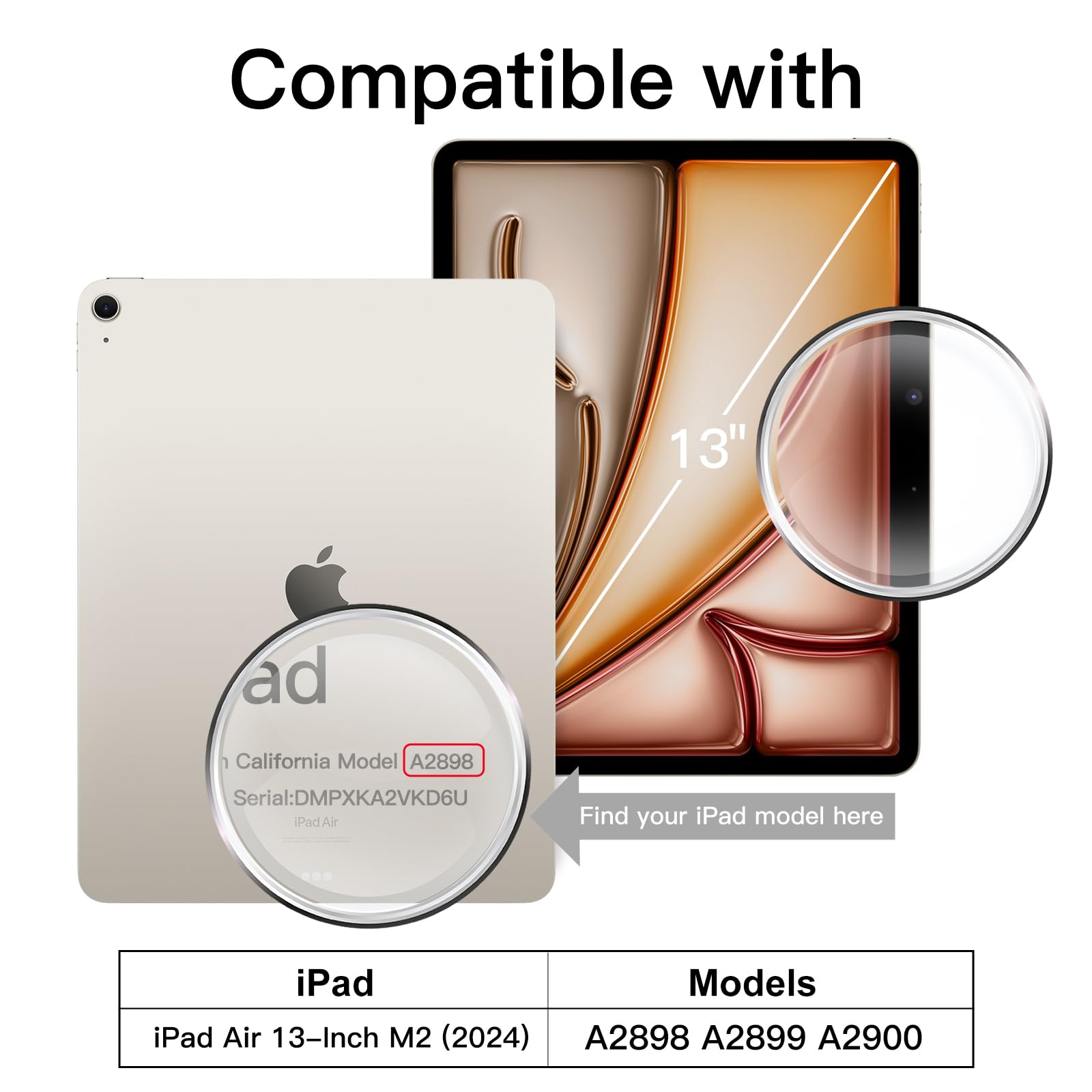 Jetech Rotating Case For Ipad Air 13-Inch M2 (2024) With Pencil Holder, 360 Degree Rotation Protective Stand Cover Clear Back, A