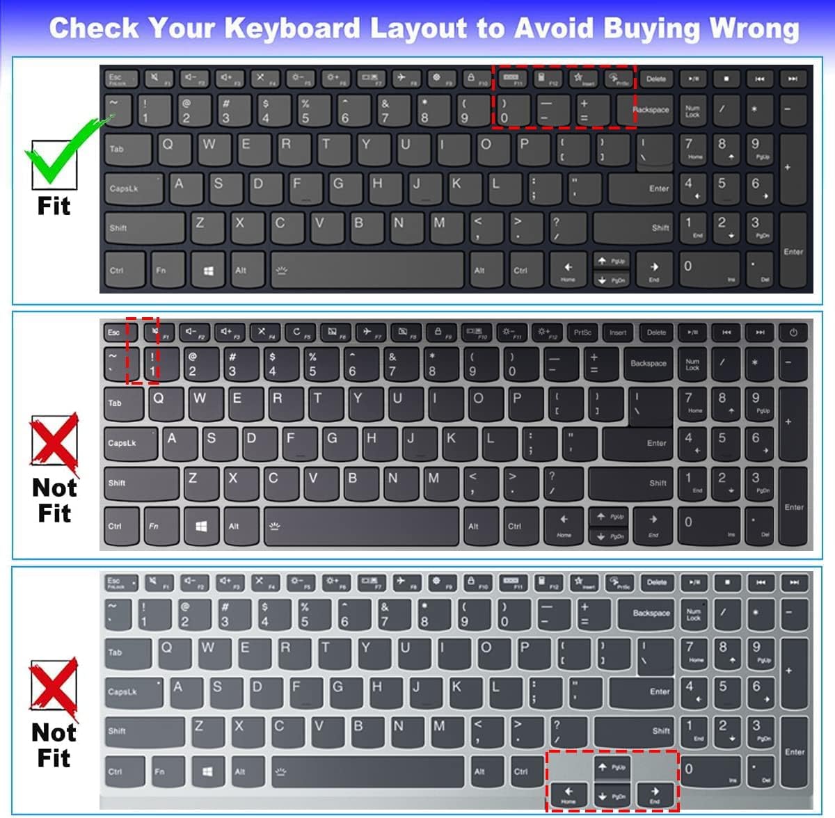 Keyboard Cover For 2024 2023 Lenovo V15 G4 /V15 G3 /V15 Gen 2 15.6'', Lenovo Ideapad 1/Ideapad 1I 15.6'', Ideapad 5 Slim/Ideapad