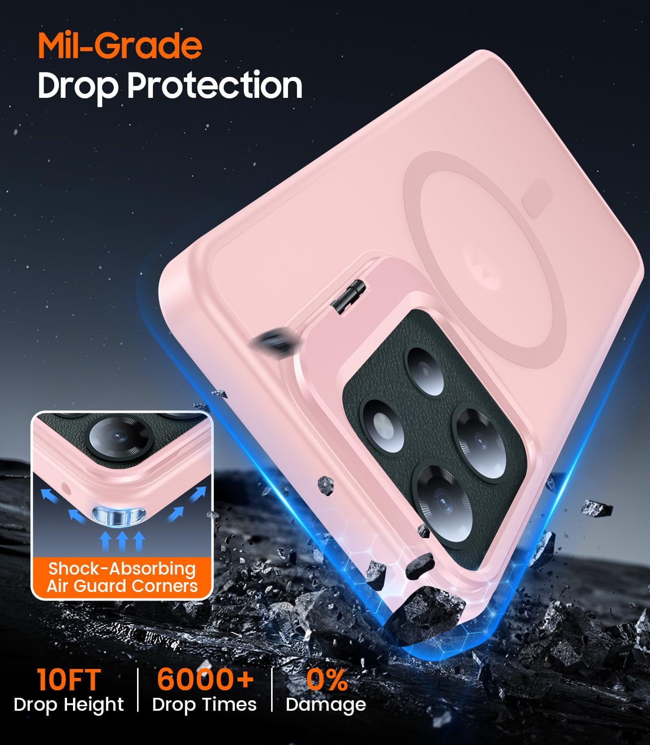 Tobovon For Motorola Moto G 2025 Case, Fits Magsafe, With Built-In Camera Ring Stand & Sceen Protector, Slim Translucent Matte M