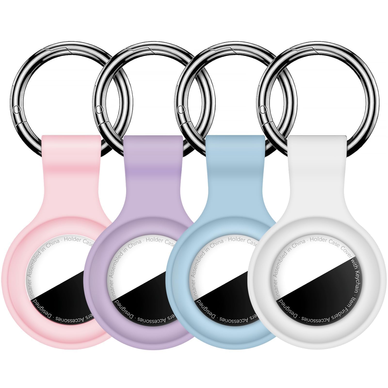 Linsaner [4 Pack] Holder for AirTag 2nd Gen (2026) & 1st Gen, Silicone Case Keychain Key Ring, Protective Cover for Apple for Ai