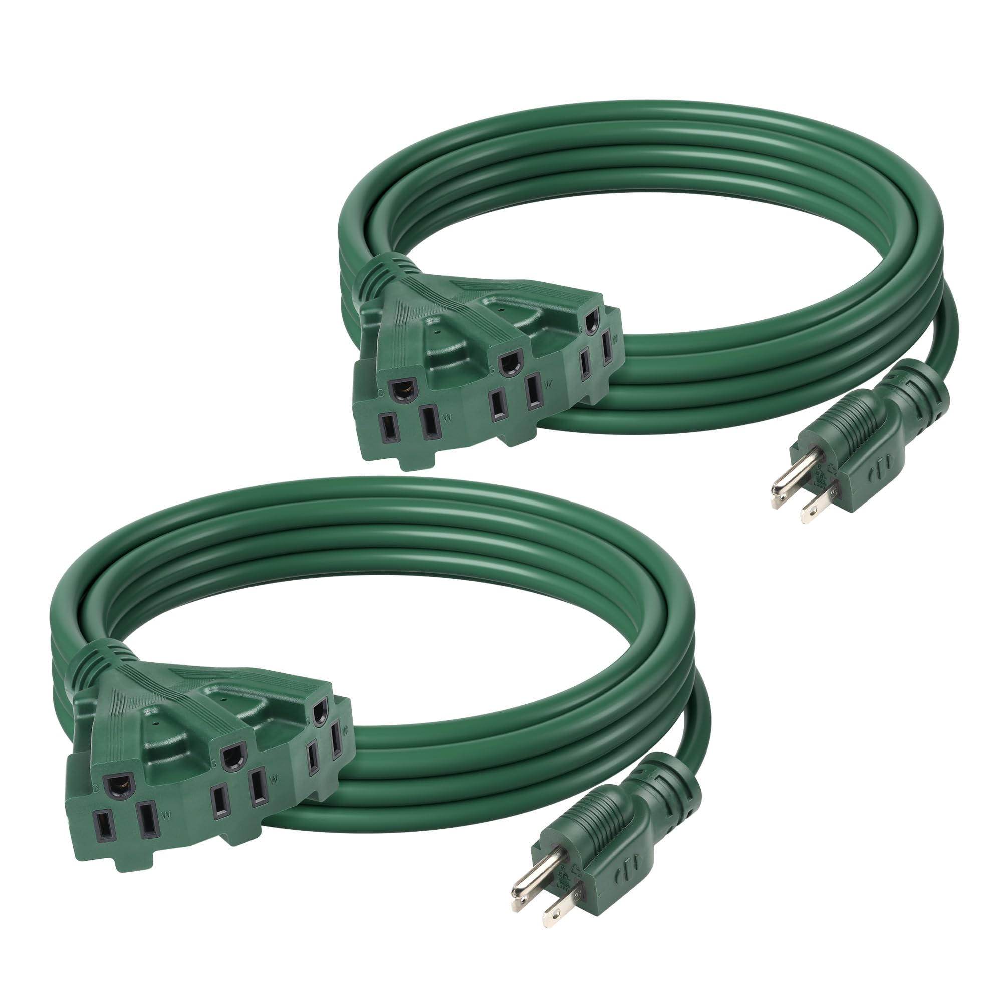 Bn Link Outdoor Extension Cord With 3 Outlets, 13 Amp Power Cord, 16/3 Sjtw, 3 Prong Grounded Plug, For Holiday Decorations & La
