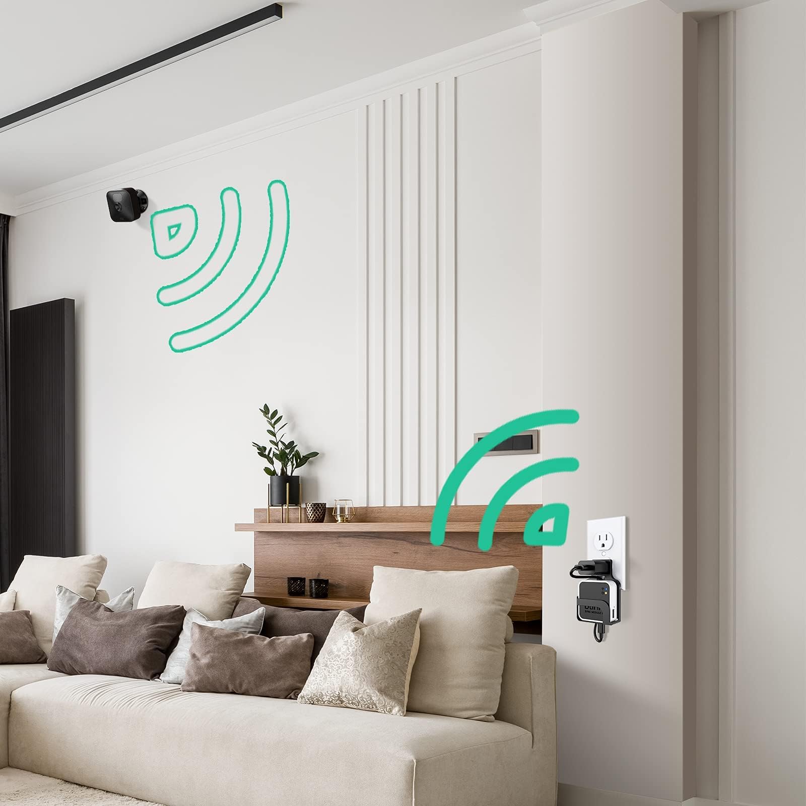 Outlet Wall Mount Compatible With Blink Sync Module 2 With Short Cable 2 Pack,Mount Barket Holder For Blink Sync Module, No Mess