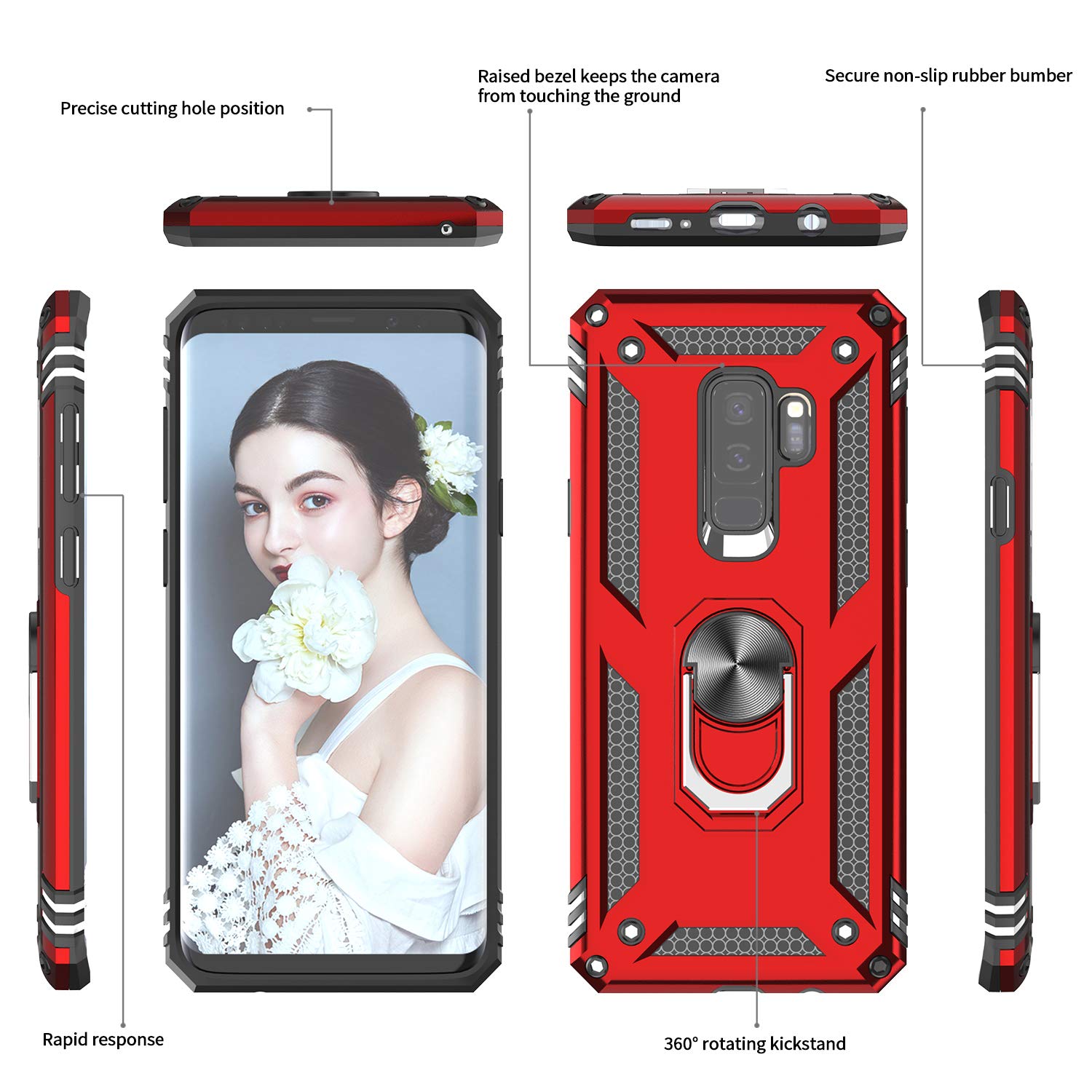 Leyi Compatible With S9 Plus Case, Samsung Galaxy S9 Plus Case With [2 Pack] 3D Curved Screen Protector, [Military Grade] Magnet