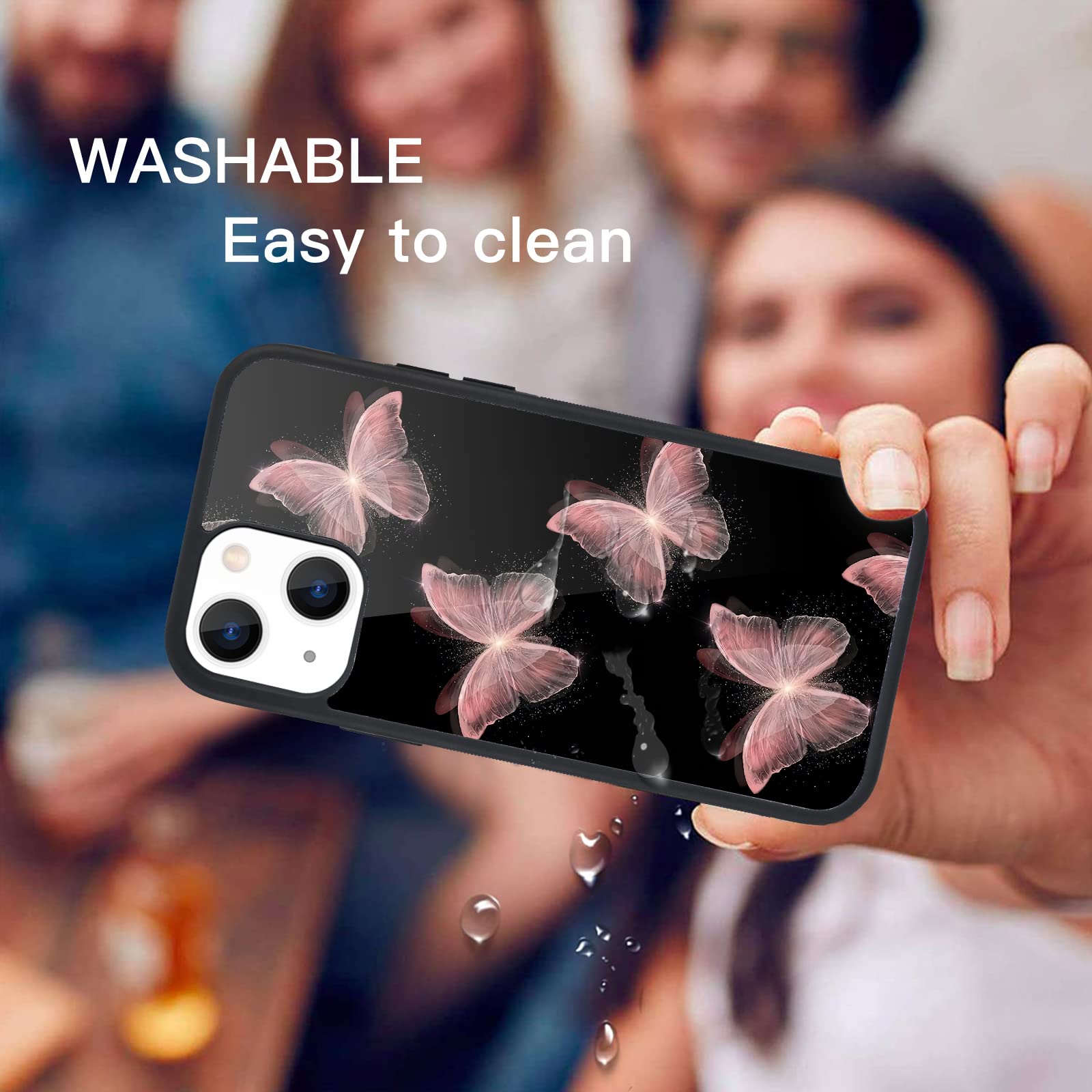 Maycari Compatible With Iphone 13 Case For Children Women Butterfly Design, Hard Back With Animal Pattern Soft Tpu Bumper Protec