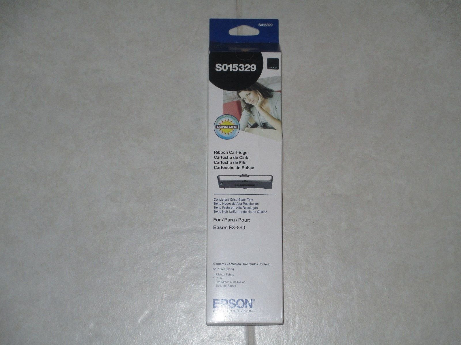 Epsonamp;Reg;   S015329 Ribbon, Black   Sold As 1 Each   For Use With Epsonamp;Reg; Fx890 Printer.
