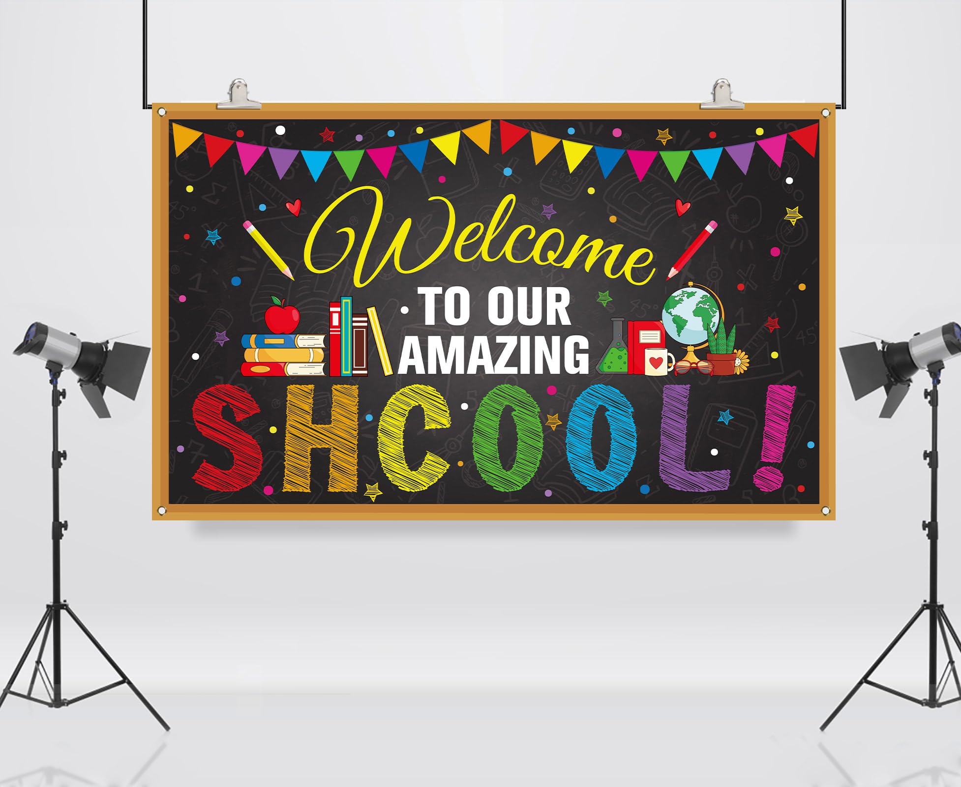 Vohado Welcome Back To School Photo Booth Backdrop September Party Decor School Classroom Photography Background Wall Decor Bann