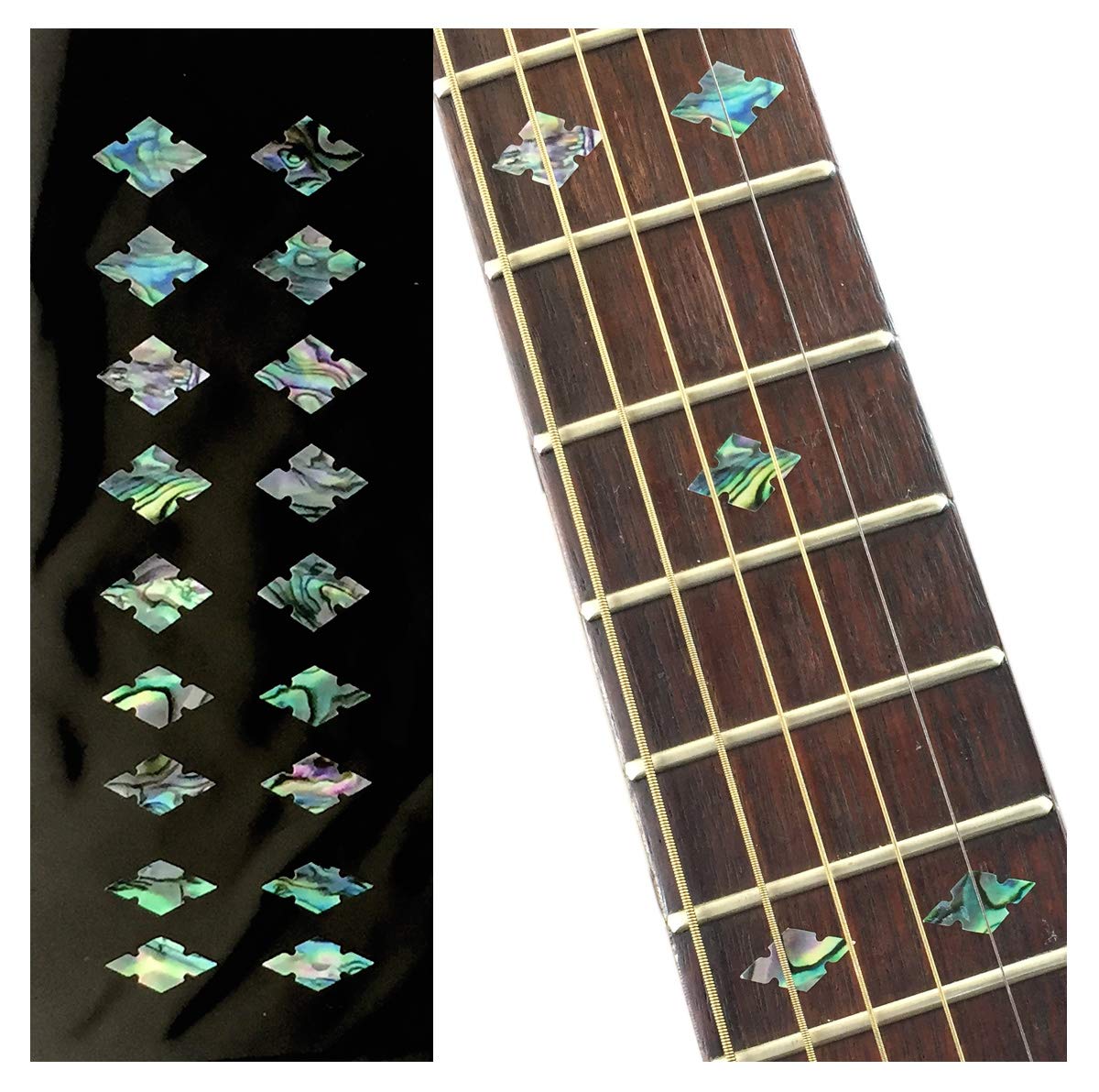 Fretboard Markers Inlay Stickers Decals For Guitars, Bass & Ukuleles   Traditional Slotted Diamonds   Abalone Mix