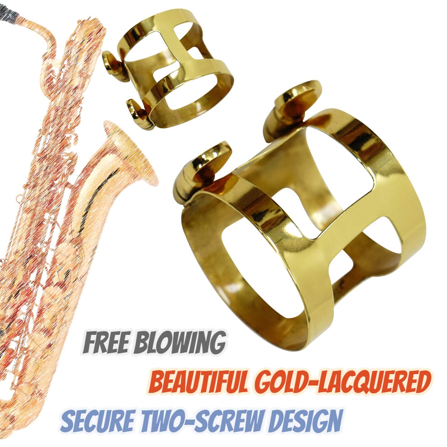 Libretto Baritone Saxophone Mouthpiece Kit, Giftable Standard Mouthpiece Set: Abs 4C Mouthpiece, Plastic Cap, Gold Lacquered Lig