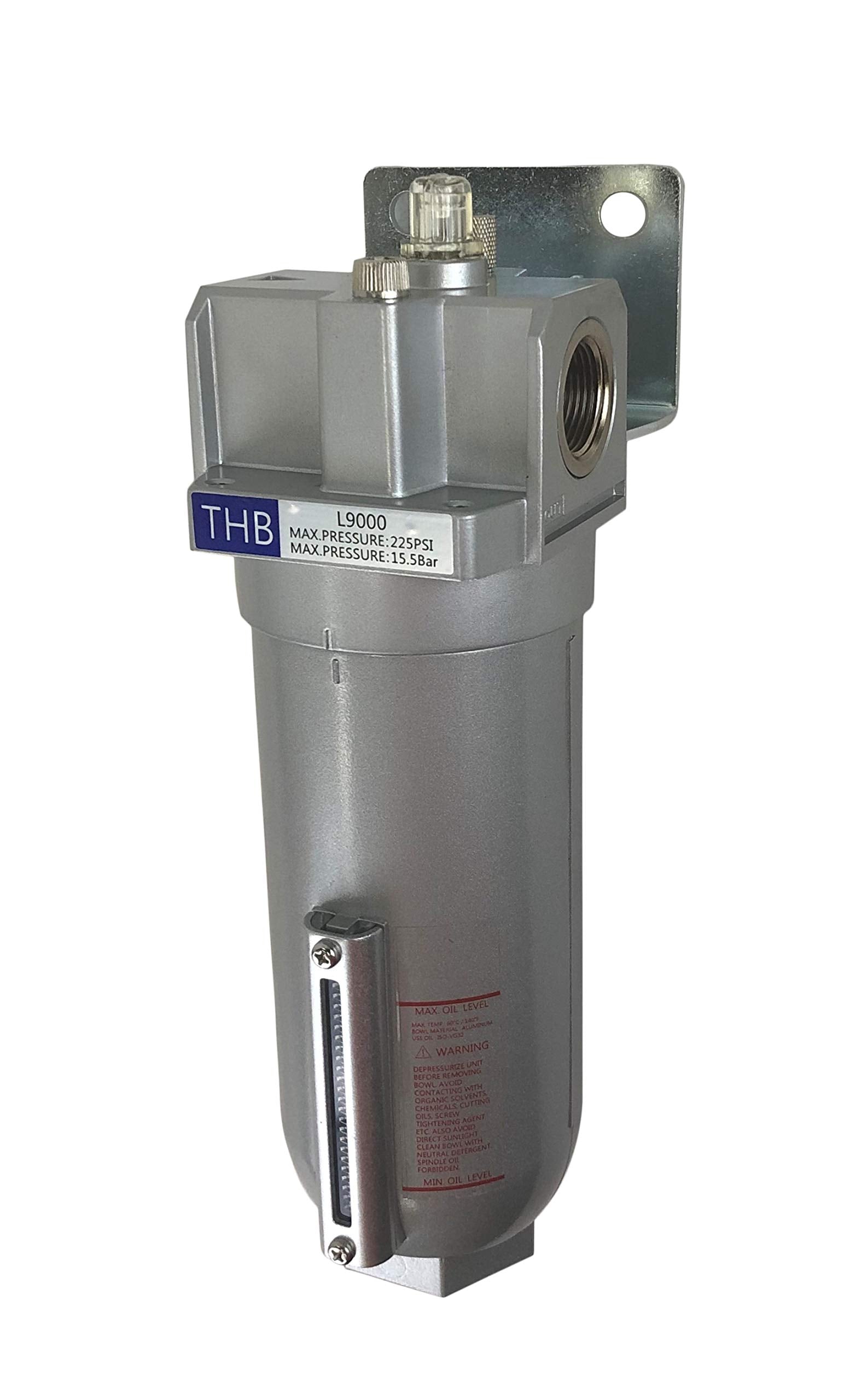 Industrial Grade Lubricator Oiler for Compressed AIR LUBRICATE Pneumatic AIR Tools, Metal Bowl with Visible Sight Glass, 225 PSI