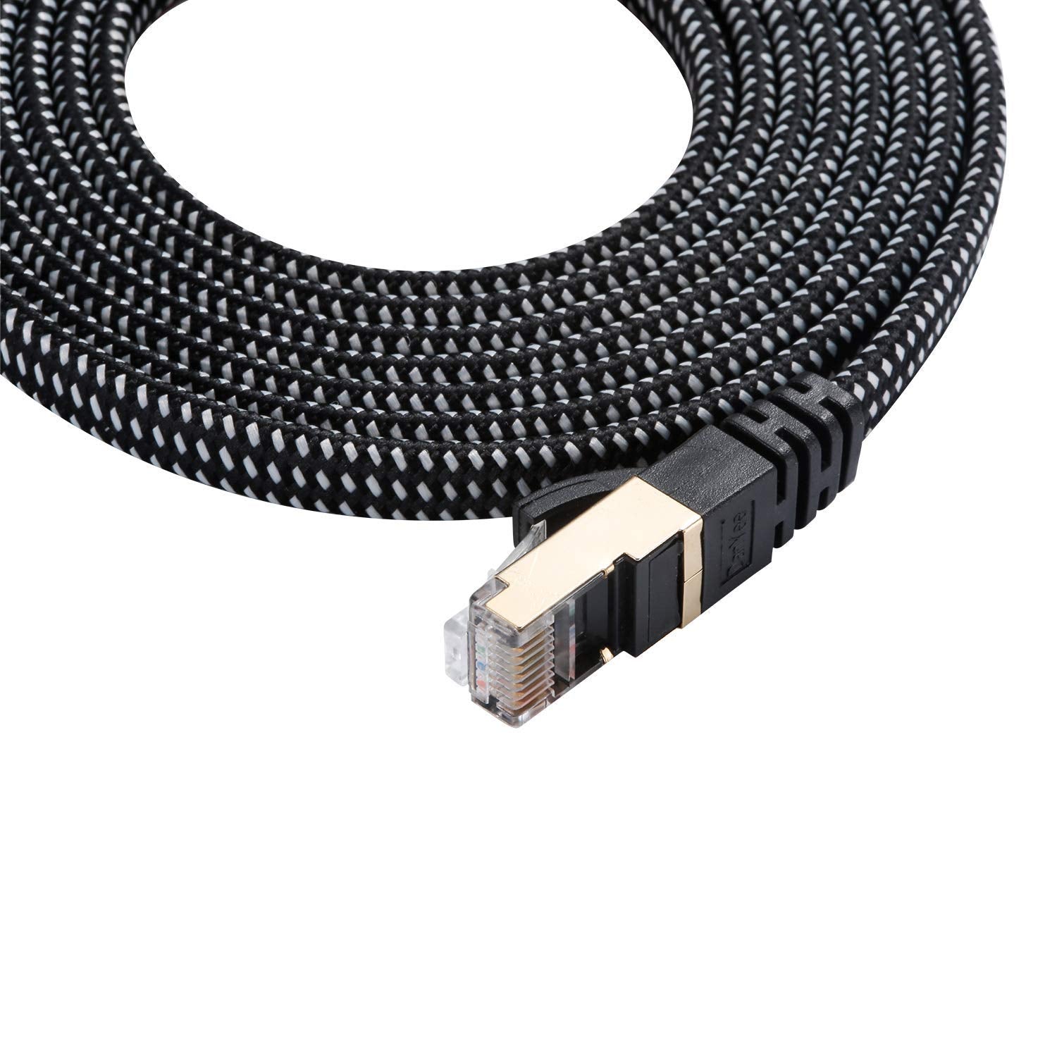 Danyee Cat 8 Ethernet Cable, Nylon Braided 66Ft Cat8 High Speed Professional Gold Plated Plug Stp Wires Cat 8 Rj45 Ethernet Cabl