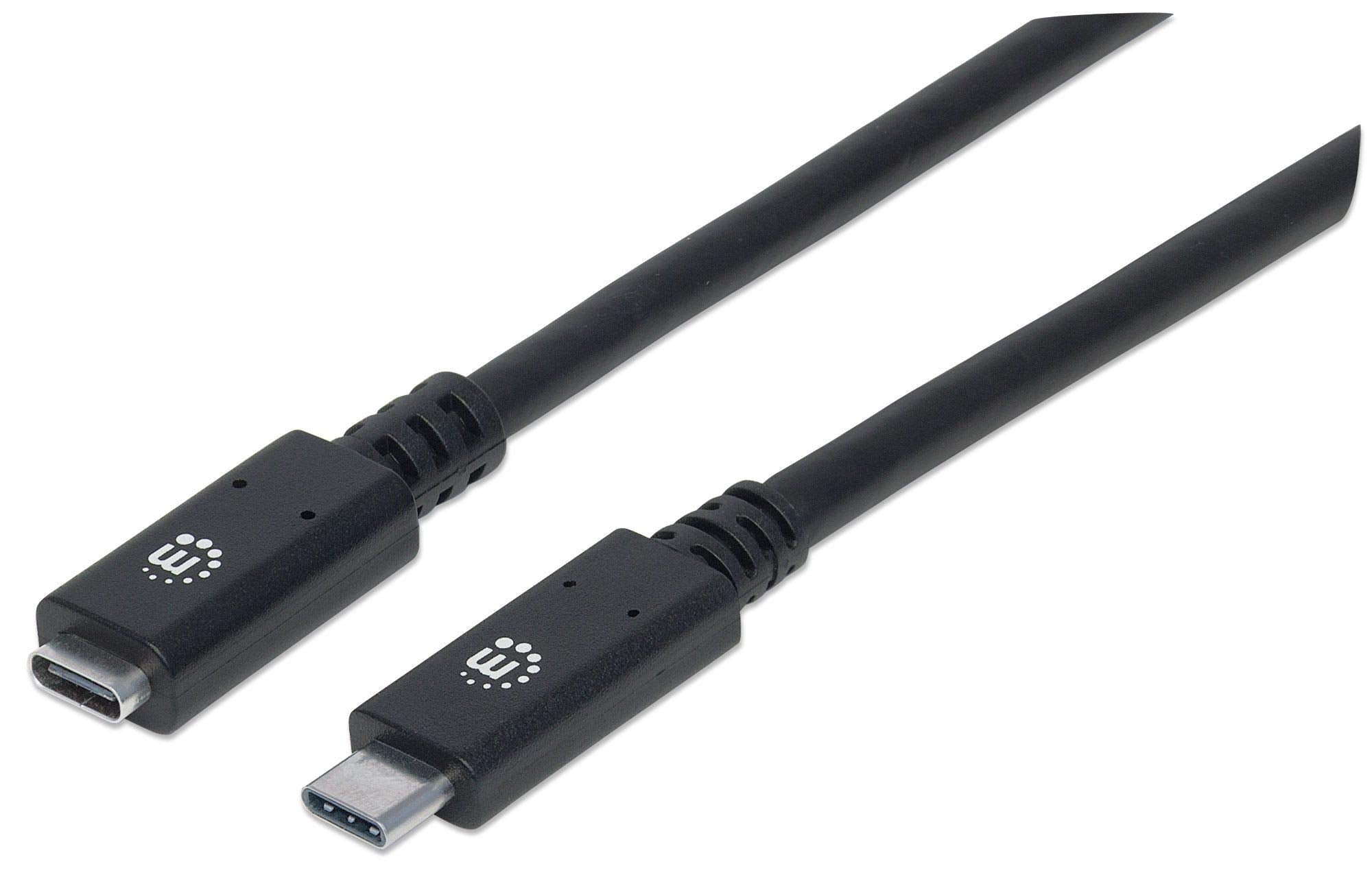 Manhattan Products SuperSpeed+ USB-C Extension Cable, USB 3.1 Gen 2, Type-C Male to Type-C Female, 10 Gbps, 5 A, 50 CM (1.5 ft.)