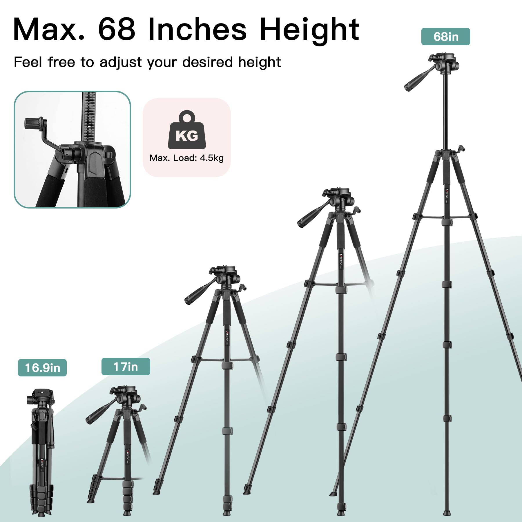 Victiv 68 Phone Tripod Stand, Tablet Tripod For Iphone Ipad With Remote And Holder, Phone Stand For Video Recording Travel Photo