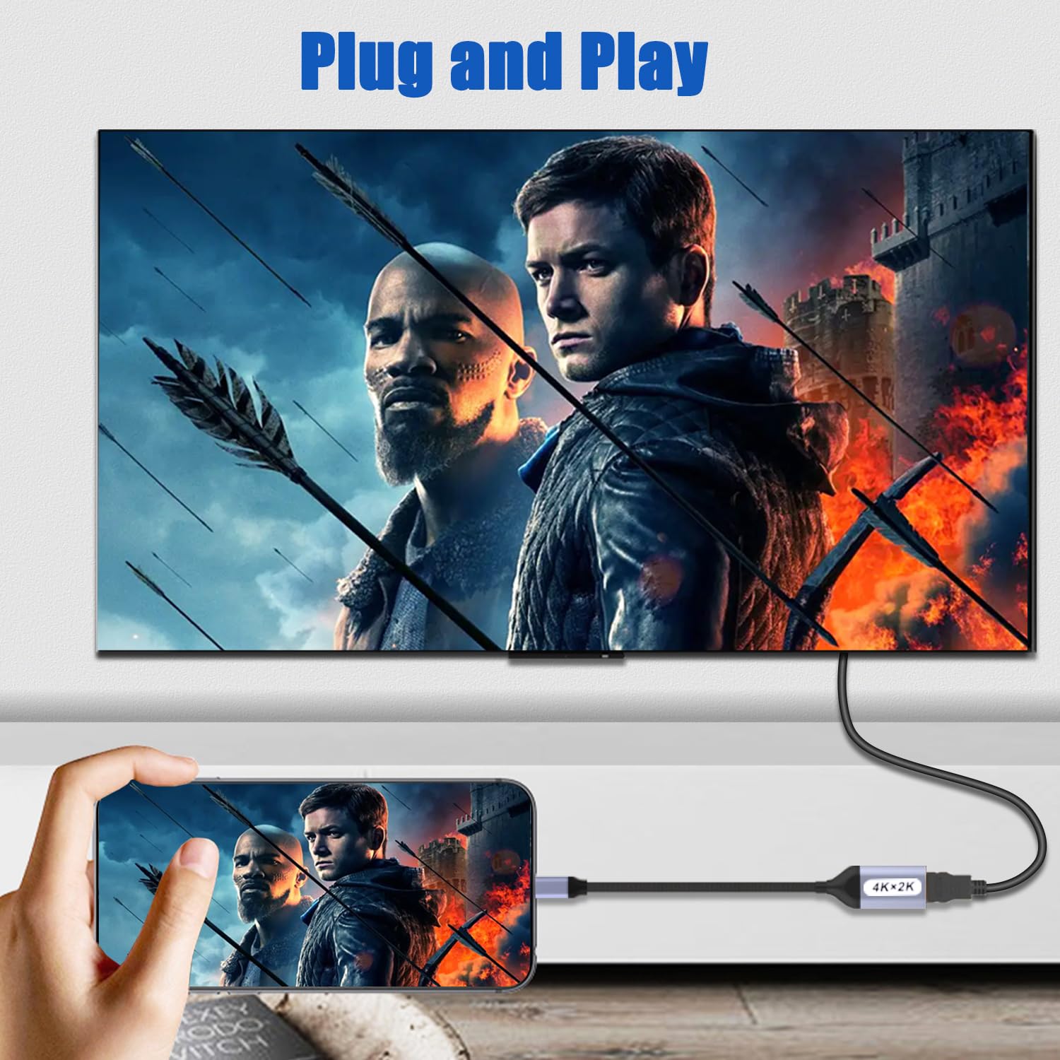 Usb C To Hdmi Adapter, 4K Usb Type C To Hdmi Adapter [Thunderbolt 4/3Compatible] With Iphone 15/15Pro/15Promax, Macbook Pro/Air,