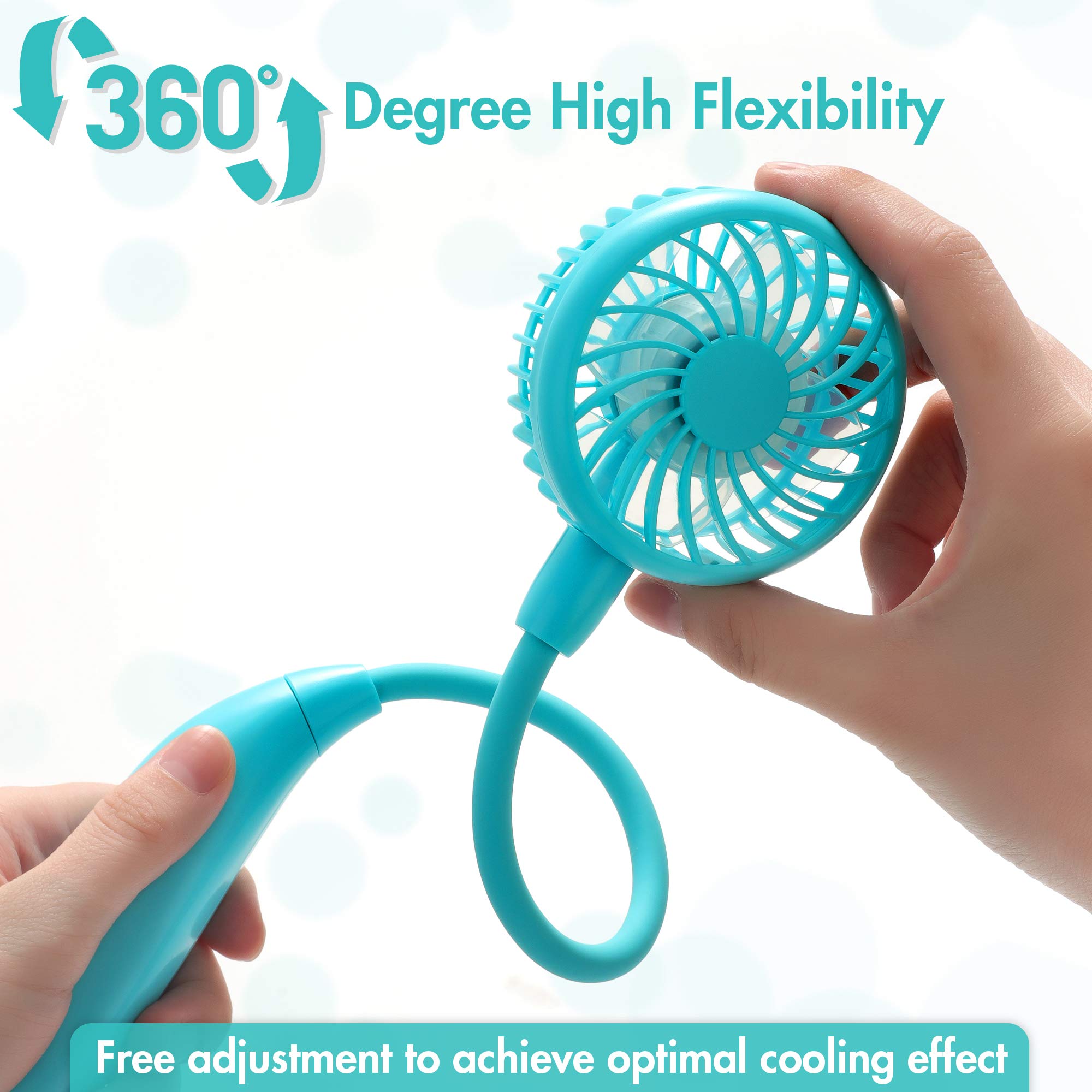Portable Neck Fan, 2600Mah Battery Operated Sport Fan Ultra Quiet Hands Free Usb Fan With 3 Speeds, Strong Wind, 360 Adjustable