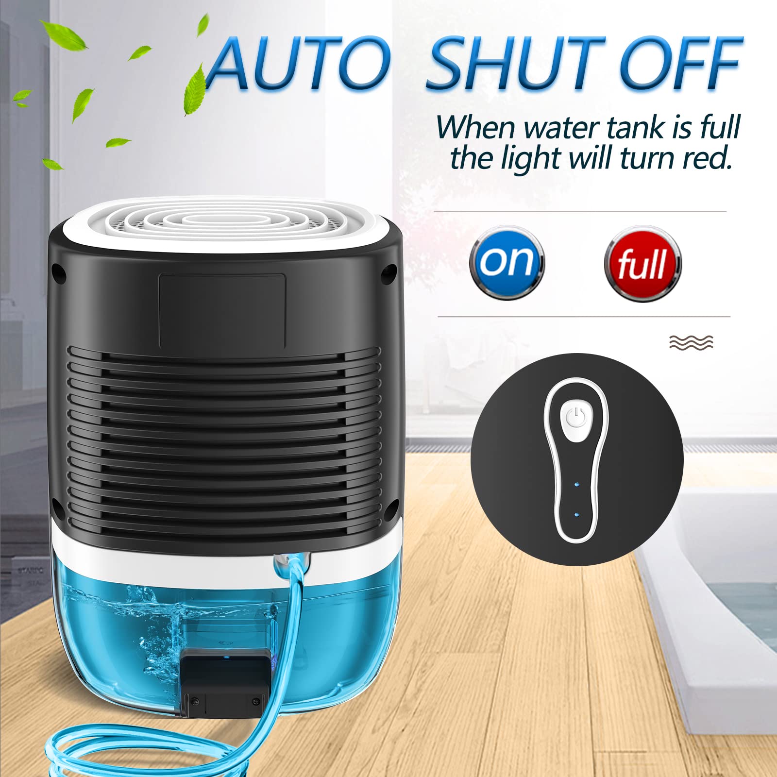 Dehumidifiers For Home,Posdry 27 Oz(800Ml) Small Auto Shut Off Dehumidifiers With Drain Hose,Portable Ultra Quiet Mini Dehumidif
