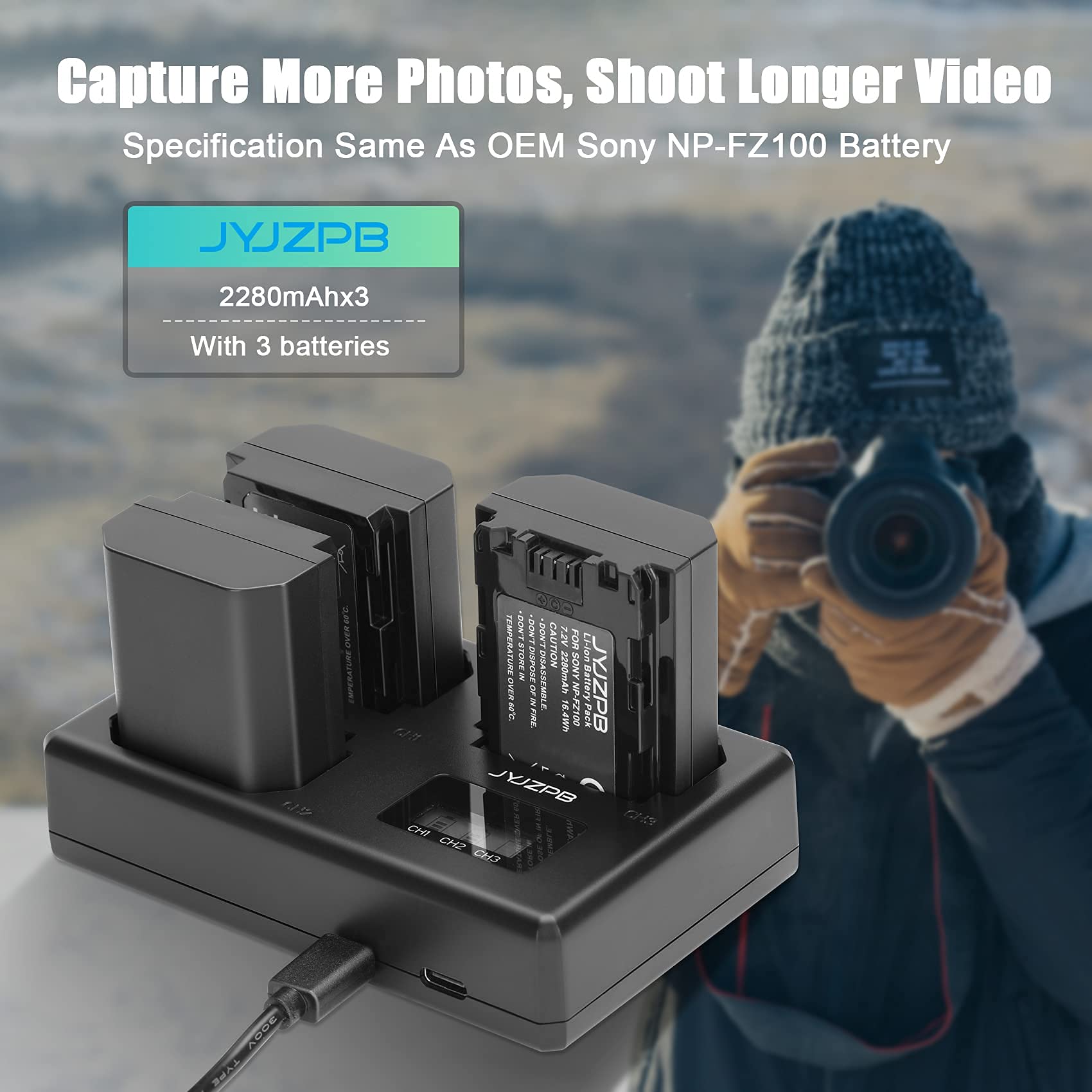 Jyjzpb 3 Pack Np Fz100 Replacement Battery For Sony A7Iii, A7Iv, A7R Iii, A9, A6600, A6700, A9S, A7R3, A7S Iii, A7R Iii, And Tri