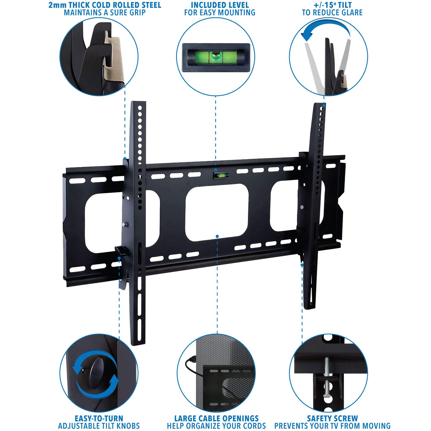 Mount It! Tilting Tv Wall Mount Bracket For 32 65 Inch Lcd, Led, Plasma Flat Screen Tv| Universal Heavy Duty Television Mount Wi