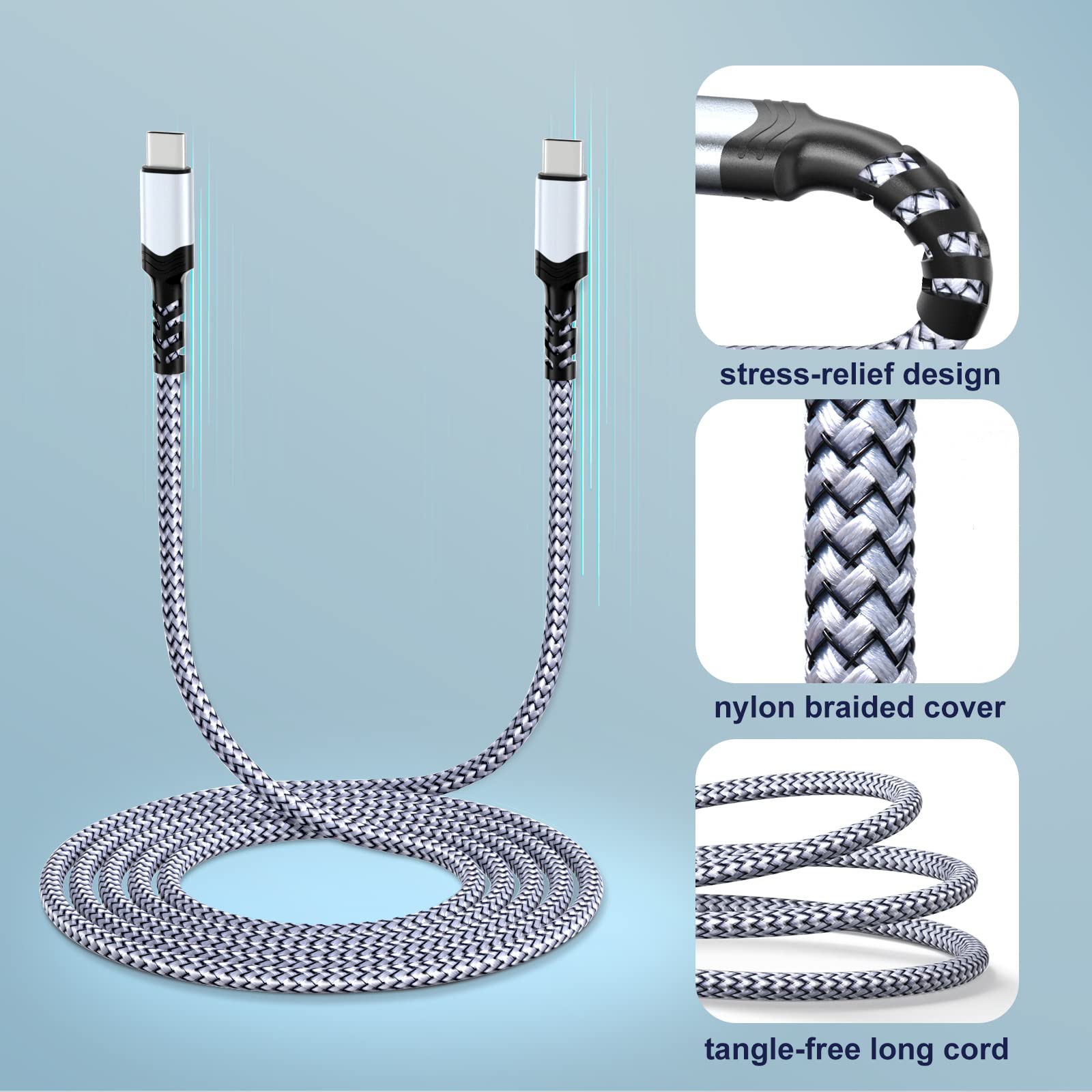 Usb C Charger, Excgood Super Fast Usb C Charging Block With 10 Ft Braided Usb C Cable Compatible With Galaxy S24 S23 Ultra/ S22+/ S21/ S20 Fe, Note 20/10, A80/70, A54/71/53/23, Z Fold 4   White