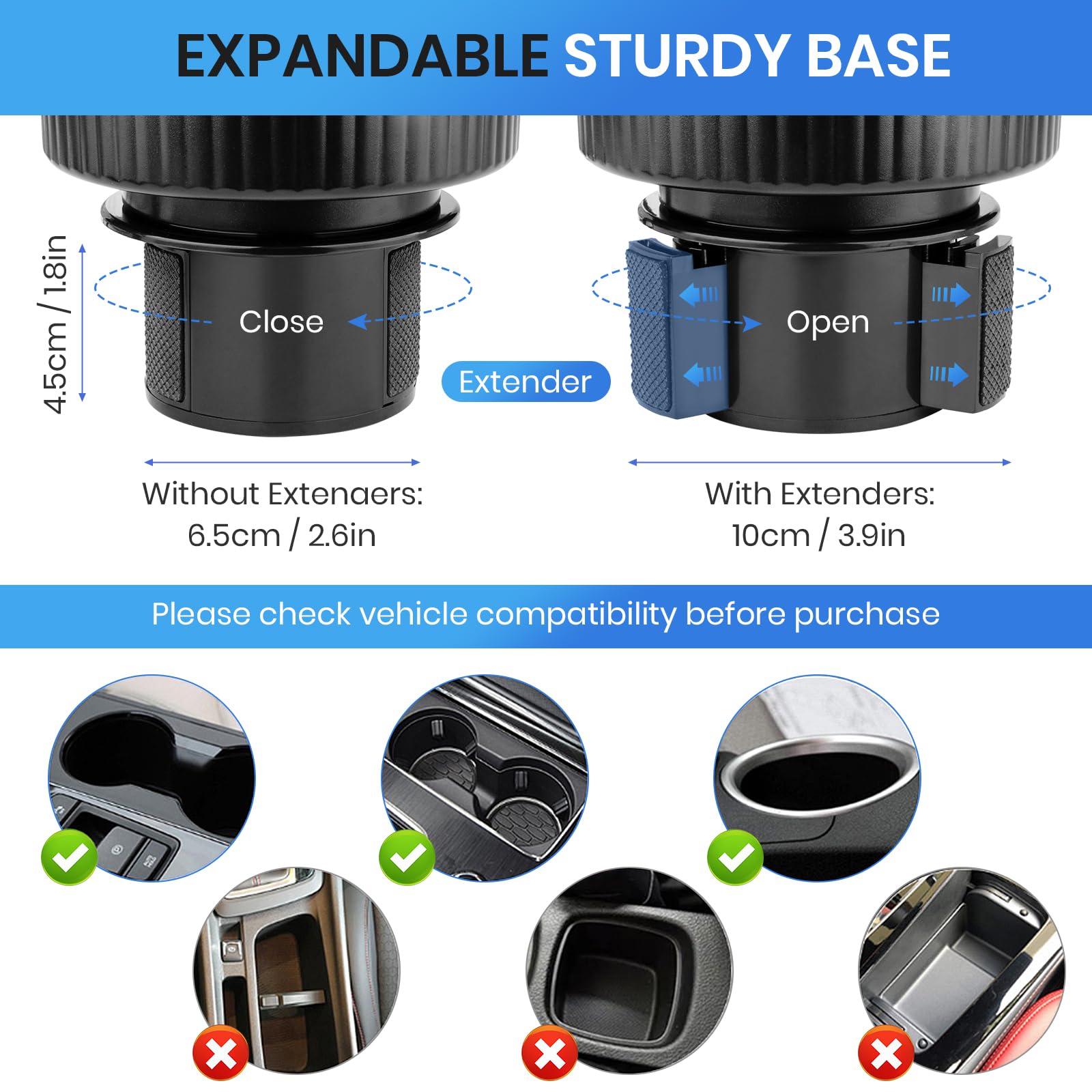 Car Fan, 2 In 1 Usb Fan Cup Holder Expander For Car, 6Inch Portable Vehicle Cooling Fan For Car Vehicle, Suv, Rv, Truck, Office,