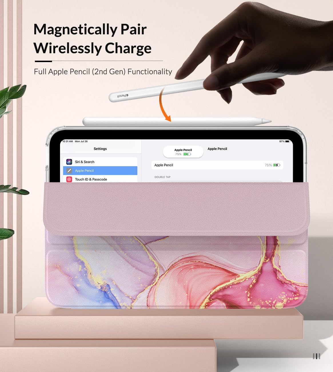 MoKo Case Fit New iPad Mini 7 (A17 Pro) 2024, iPad Mini 6th Generation Case 2021 (8.3 inch), iPad Mini 6 Case, Soft TPU Translucent Frosted Back Cover Case for iPad Mini 7th, Light Pink Gold Marble