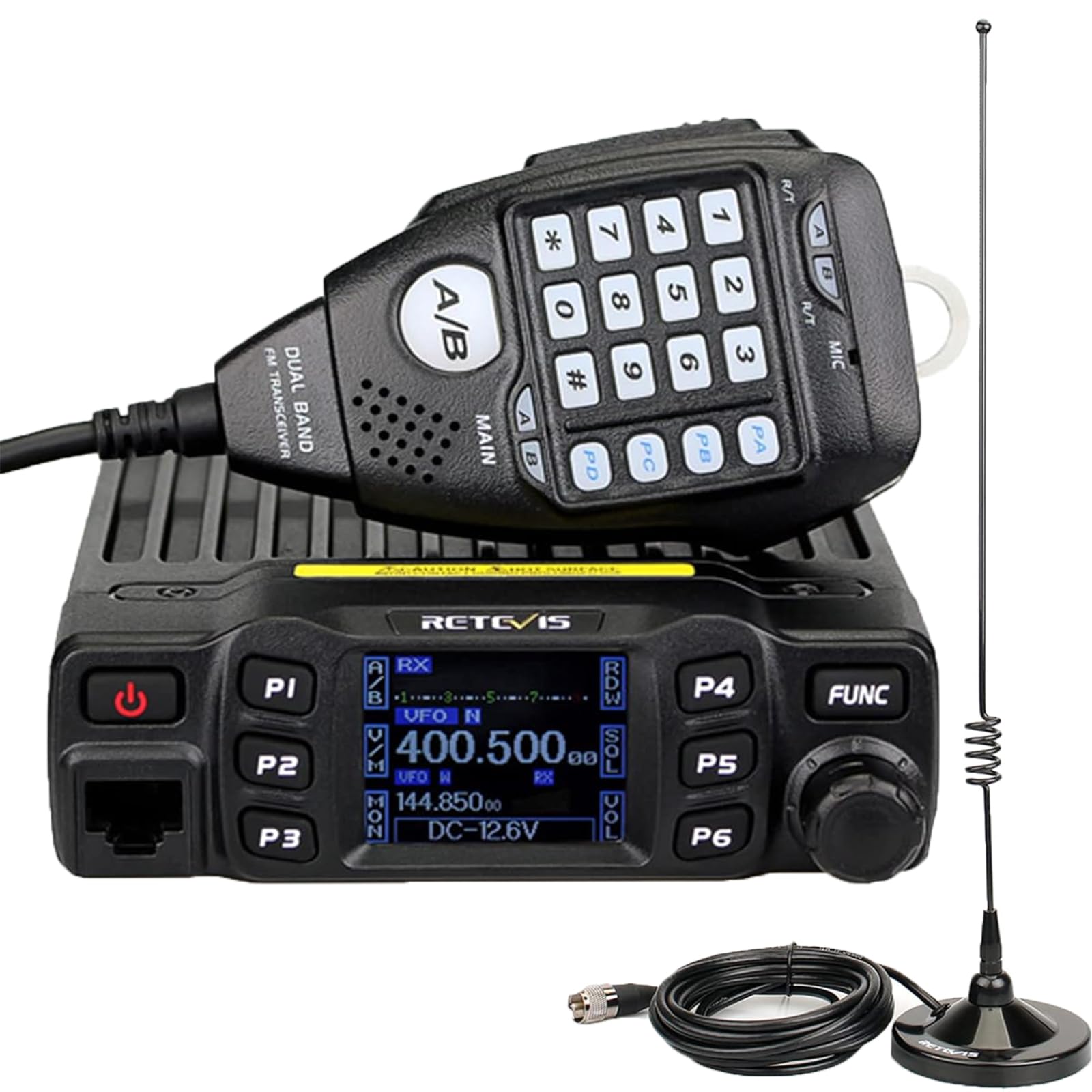 Retevis Rt95 Dual Band Mobile Radio, Long Range Ham Radio With Antenna, 180 Degree Rotatable Lcd Display, Mic Gain, Chirp, Dtmf, 2M 70Cm Mini Mobile Transceiver For Rv Camping