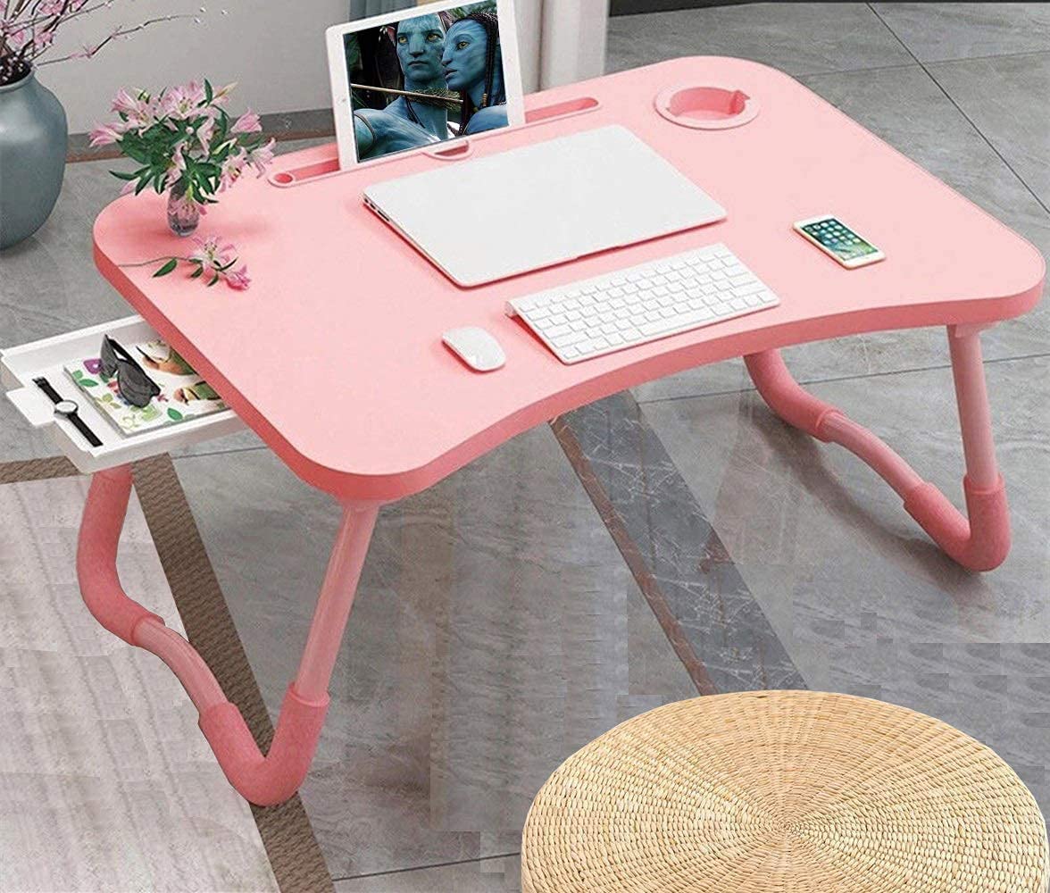 Foldable Bed Table For Laptop, Laptop Desk Table Stand, Laptop Bed Tray Table With Storage Drawer, Notebook Stand Lap Desk For W