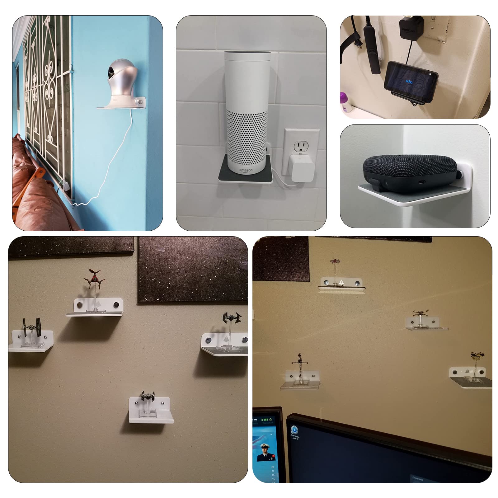 Txesign Wall Shelves Speaker Shelves 2 Pack, Small Wall Shelves Speaker Mount For Bluetooth Speaker, Webcam, Cell Phones, Toy Di