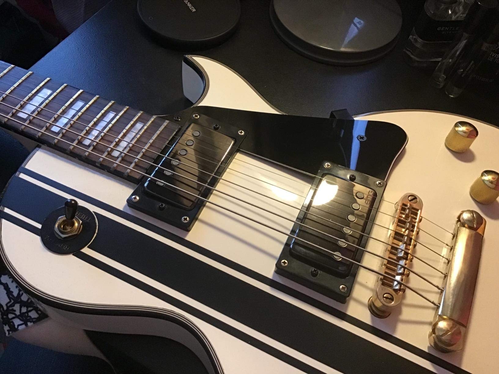 Kaish Black 3 Ply Lp Guitar Pickguard With Black Bracket For Epi Les Paul