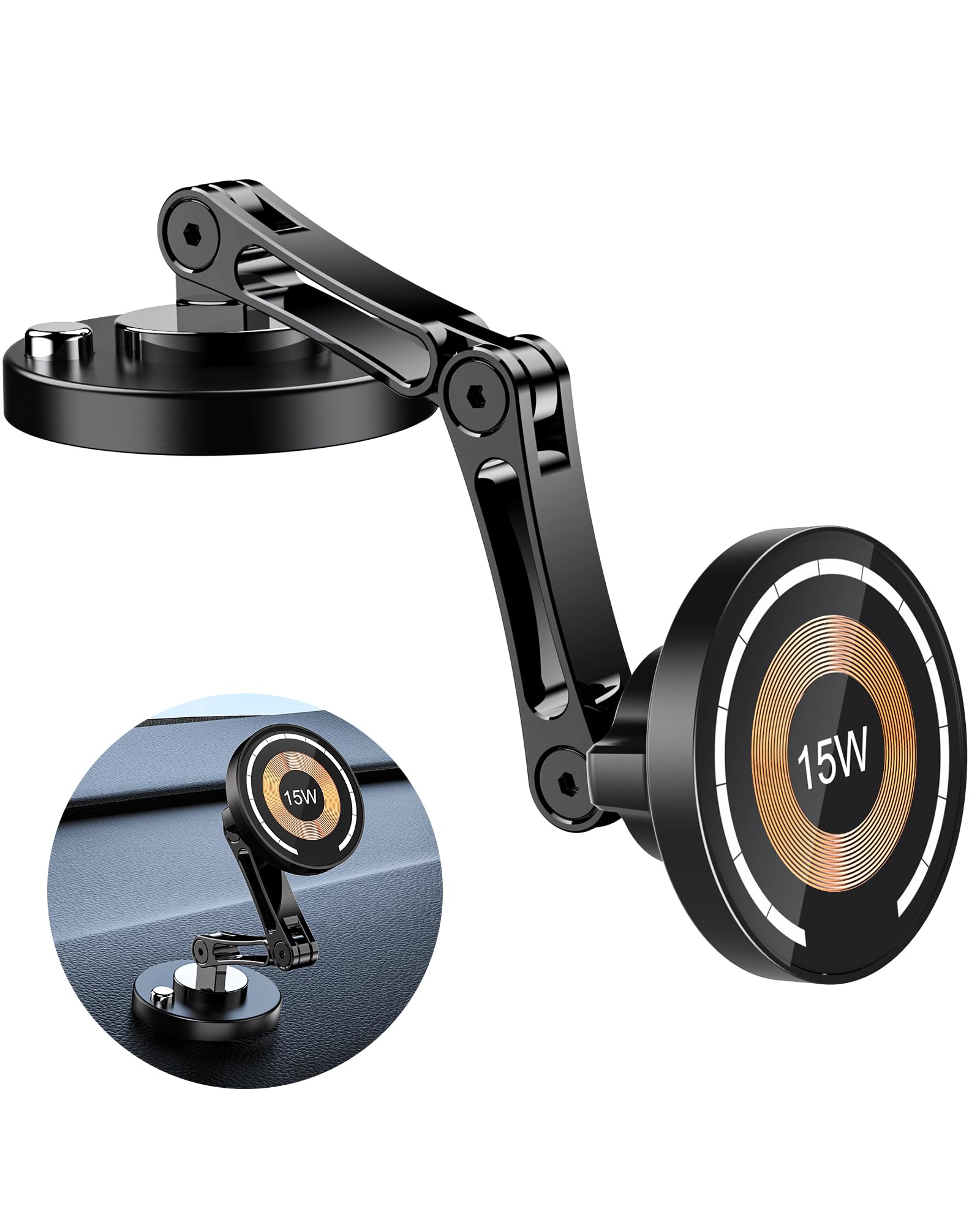 Zbf Magnetic Wireless Car Mount Charger, 15W Fast Charging Mag-Safe Car Mount,Magnetic Car Phone Holder Mount, Car Cell Phone Ho