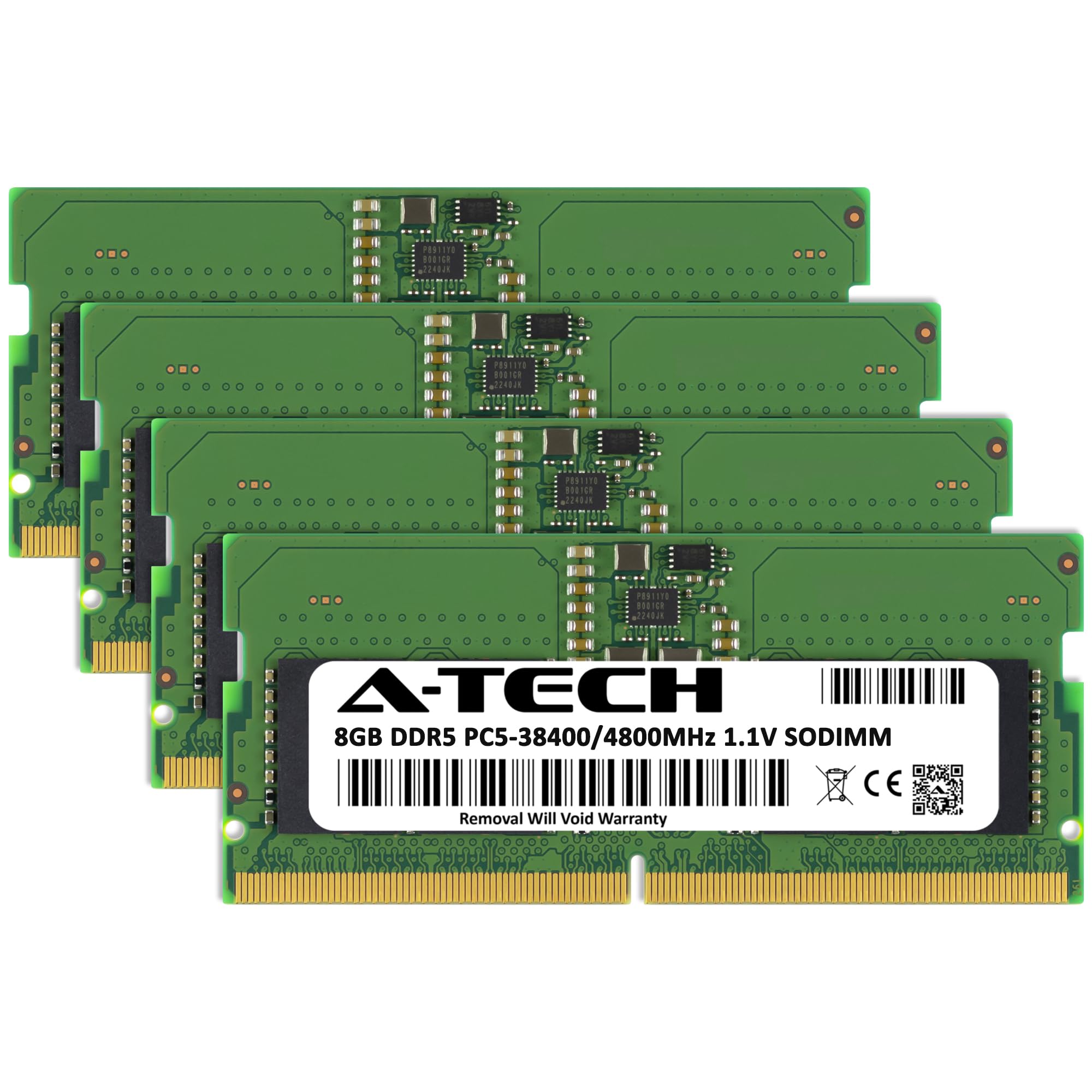 A Tech 32Gb Kit (4X8Gb) Ddr5 4800Mhz Pc5 38400 Cl40 Sodimm 1.1V Non Ecc Unbuffered So Dimm 262 Pin Laptop Ram Memory Upgrade Mod