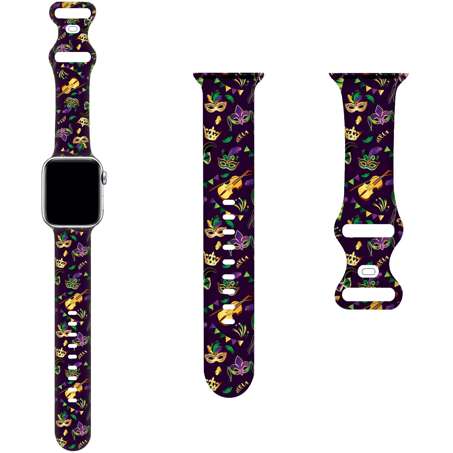 Mardi Cartoon Gras Purple Cartoon Bands Compatible With Apple Watch Band 38Mm 40Mm 41Mm,Silicone Strap Wristbands Compatible Wit