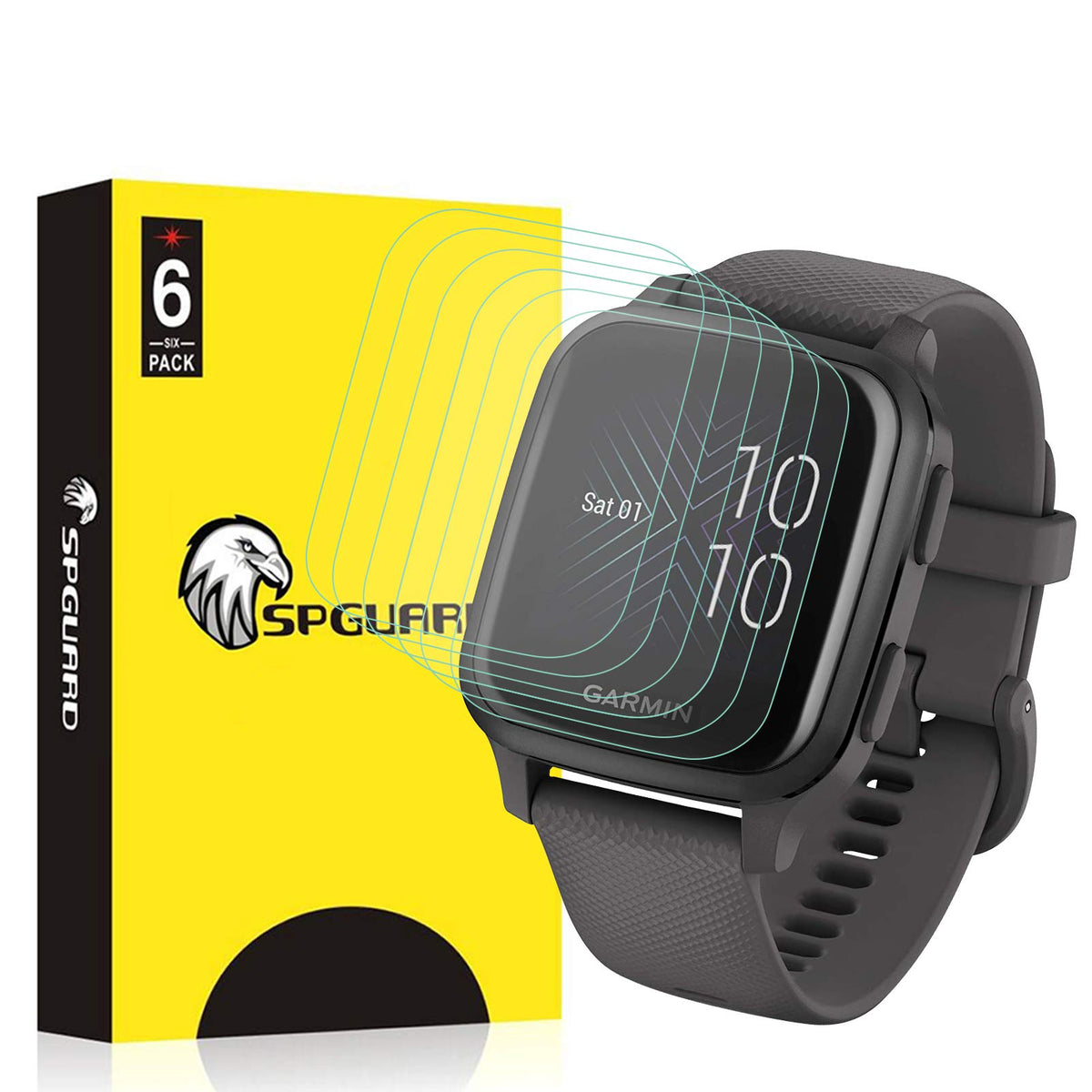 HATALKIN [6 Pack Screen Protector Compatible with Garmin Venu Sq and Garmin Venu Sq Music Screen Protectors Smartwatch HD LiQuidSkin Film