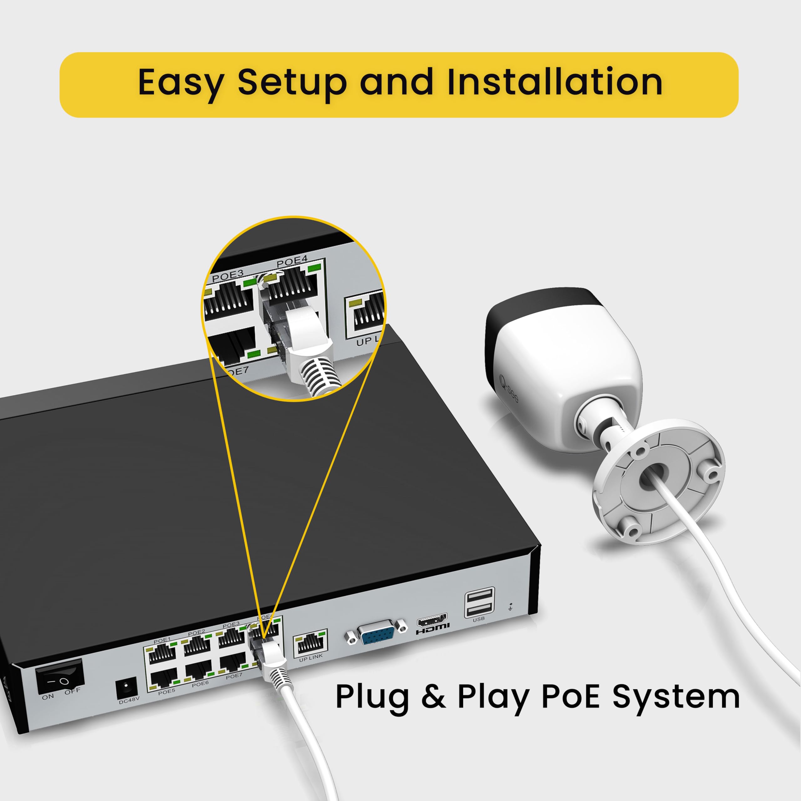 5Mp Security Camera System, Ai Human/Vehicle Detection, Color Night Vision, Wired 8Ch Nvr With 4Pcs Poe Ip Cameras, 24/7 Recordi