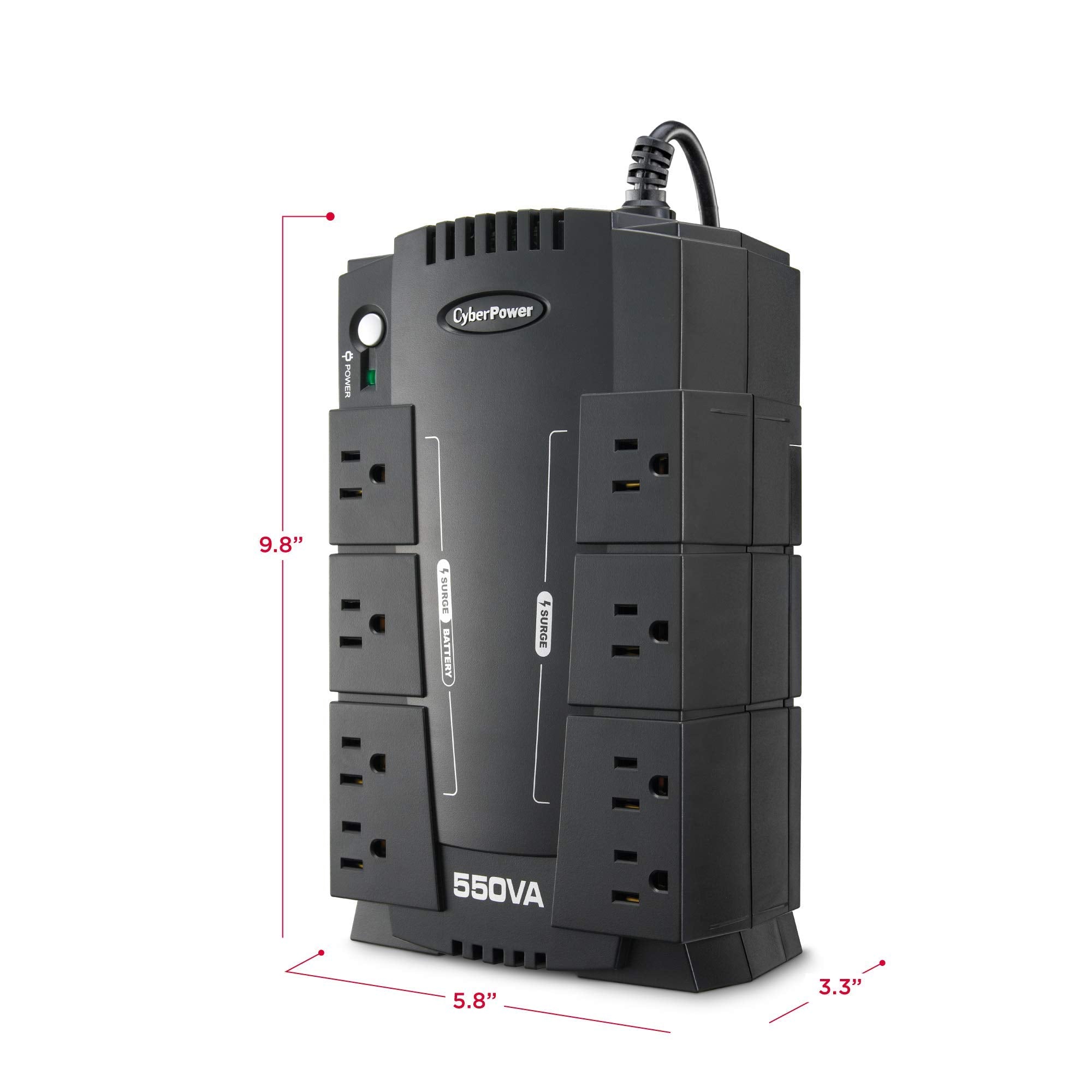 Cyberpower Cp550Slg Standby Ups System, 550Va/330W, 8 Outlets, Compact