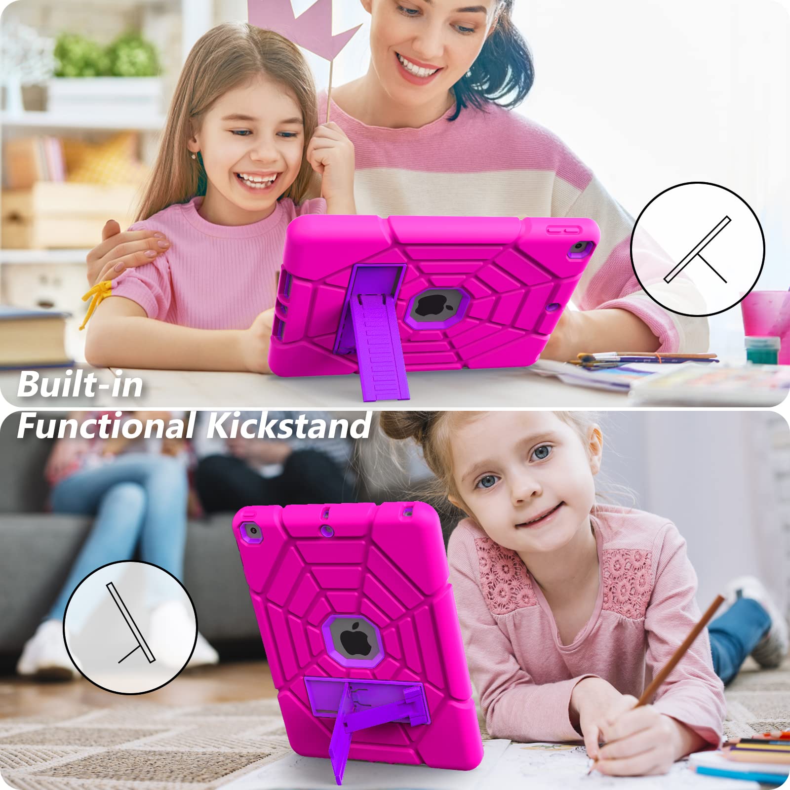 Grifobes For Ipad 9Th Generation Case, For Ipad 8Th/7Th Generation Case 2021/2020/2019, Heavy Duty Shockproof 10.2'' Cover With