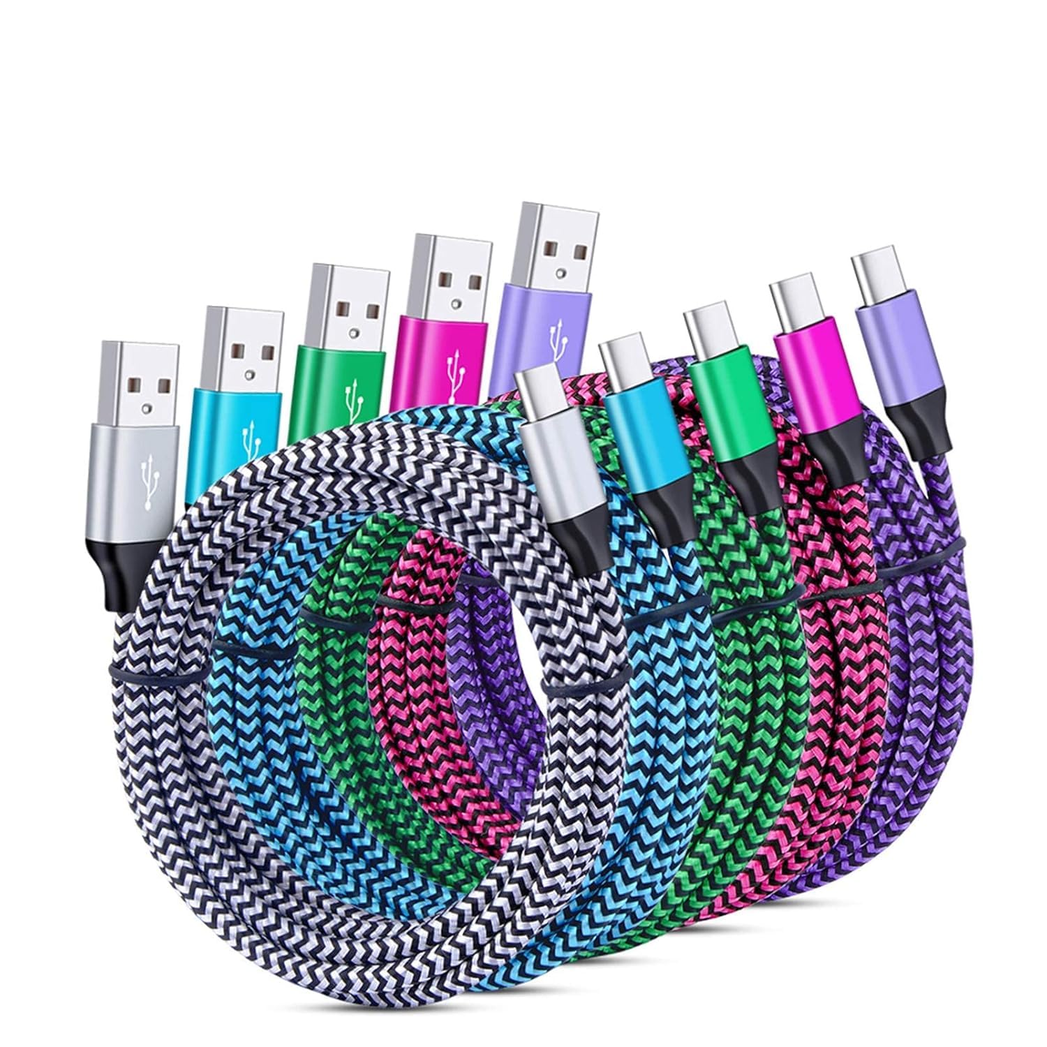 C Charger Cable Fast Charging 5Pack 6Ft Type Usb C Cords Phone Charger For Android Compatible For Samsung Galaxy S21 S20 Ultra S10 S8 S9 Plus S23 S24 S22 Note 20 10 A51 A20 A50Lg K51 K92 Moto X4 Z3