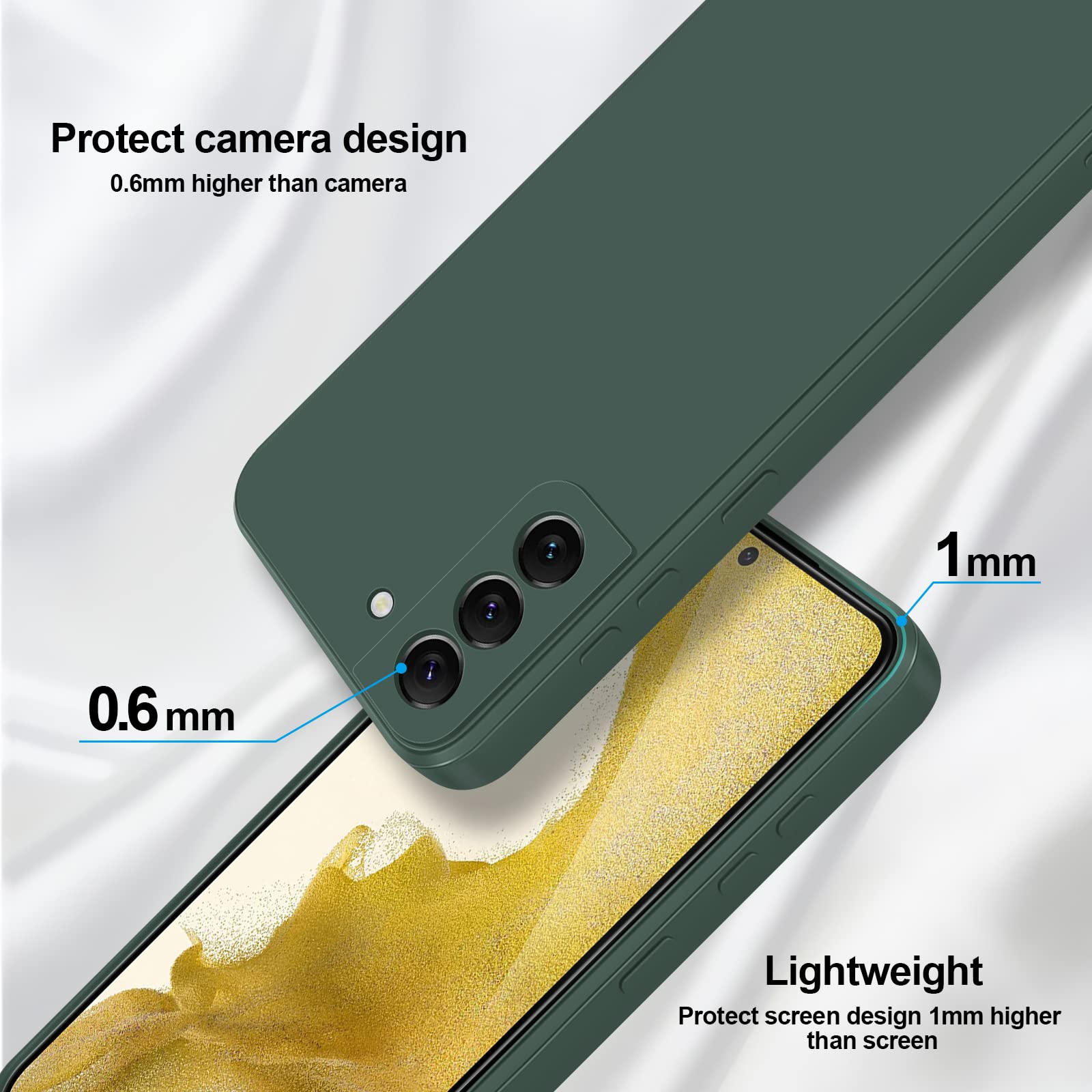 Giiyoon Silicone Case Compatible With Samsung Galaxy S22 Plus 5G, Full Body Silky Soft Touch Phone Case With Camera Protection,